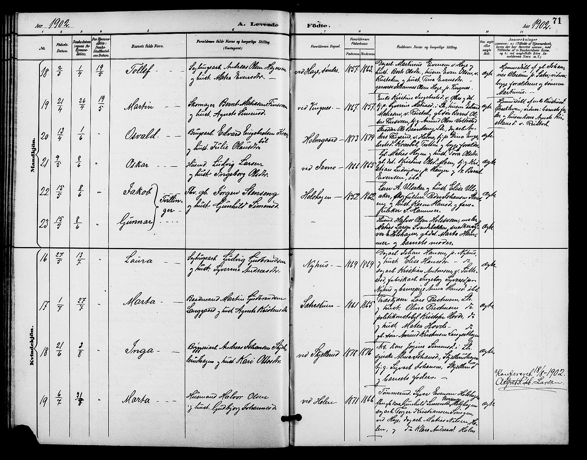 Fåberg prestekontor, AV/SAH-PREST-086/H/Ha/Hab/L0009: Parish register (copy) no. 9, 1891-1902, p. 71