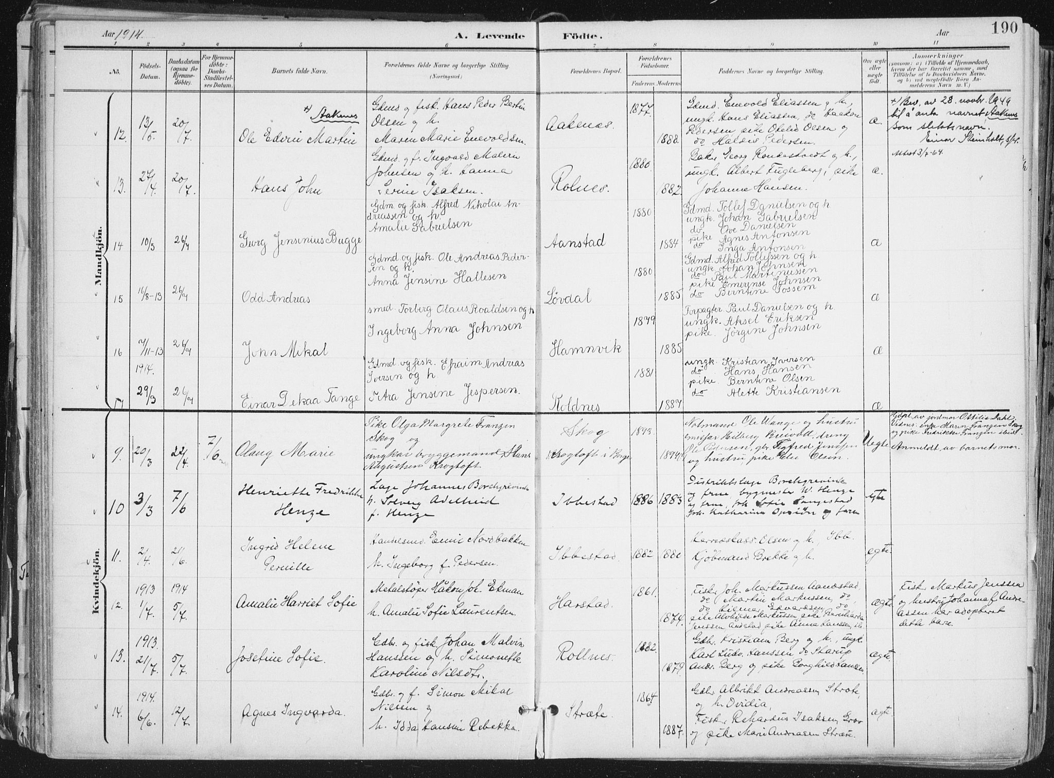 Ibestad sokneprestembete, SATØ/S-0077/H/Ha/Haa/L0017kirke: Parish register (official) no. 17, 1901-1914, p. 190