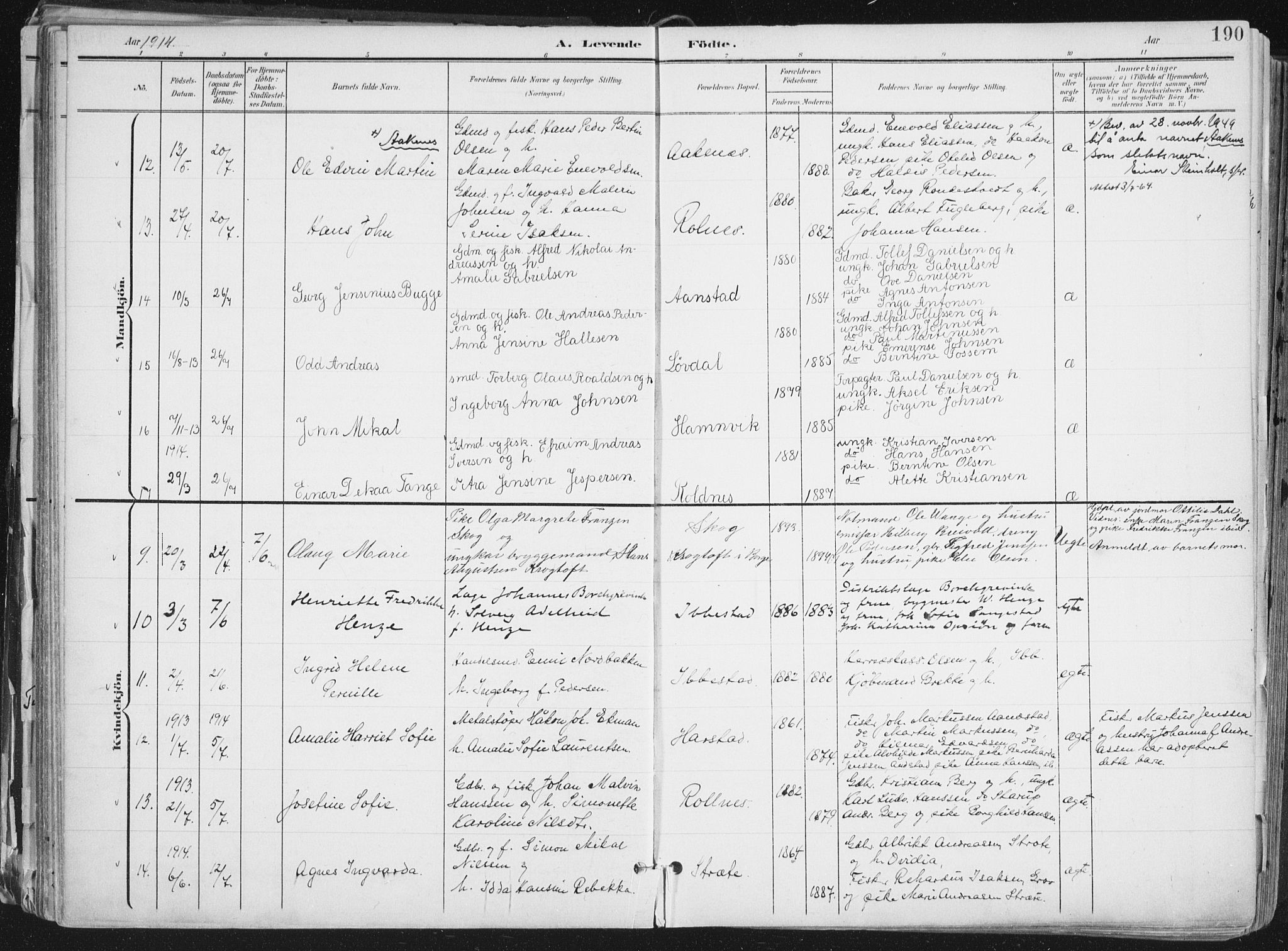 Ibestad sokneprestembete, AV/SATØ-S-0077/H/Ha/Haa/L0017kirke: Parish register (official) no. 17, 1901-1914, p. 190