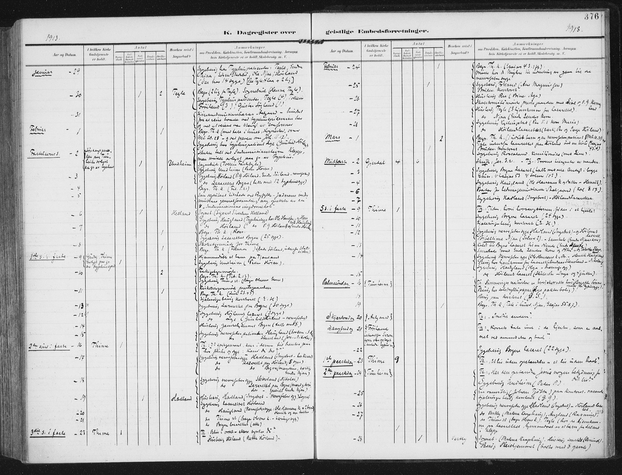 Lye sokneprestkontor, AV/SAST-A-101794/002/A/L0001: Parish register (official) no. A 12, 1904-1920, p. 376