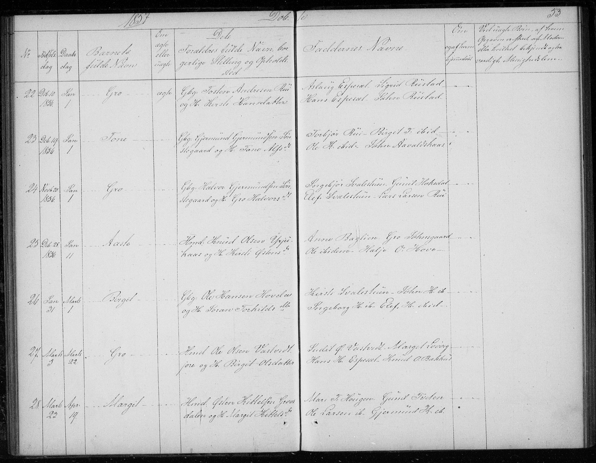 Gransherad kirkebøker, SAKO/A-267/F/Fb/L0003: Parish register (official) no. II 3, 1844-1859, p. 53