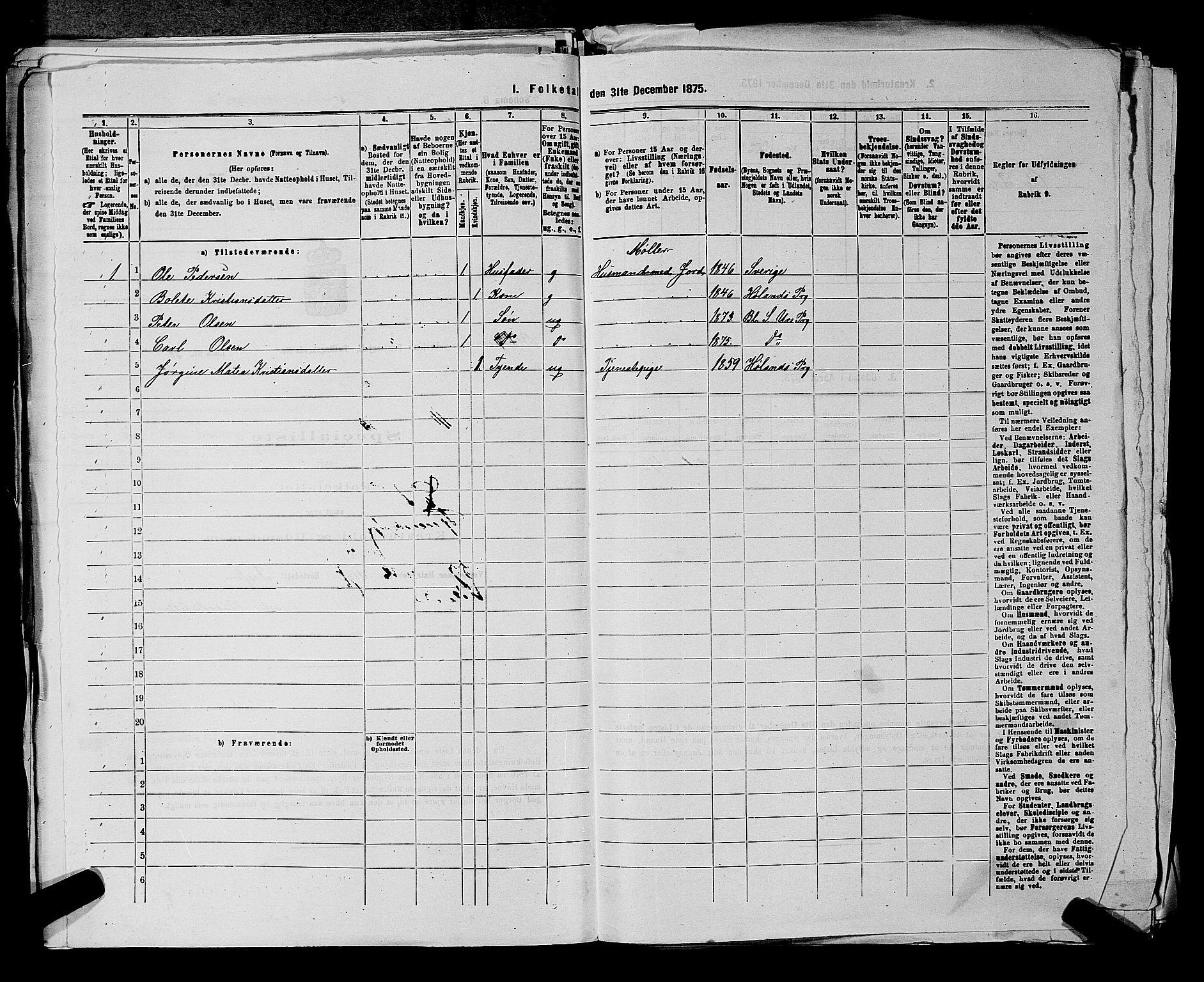 RA, 1875 census for 0224P Aurskog, 1875, p. 1160