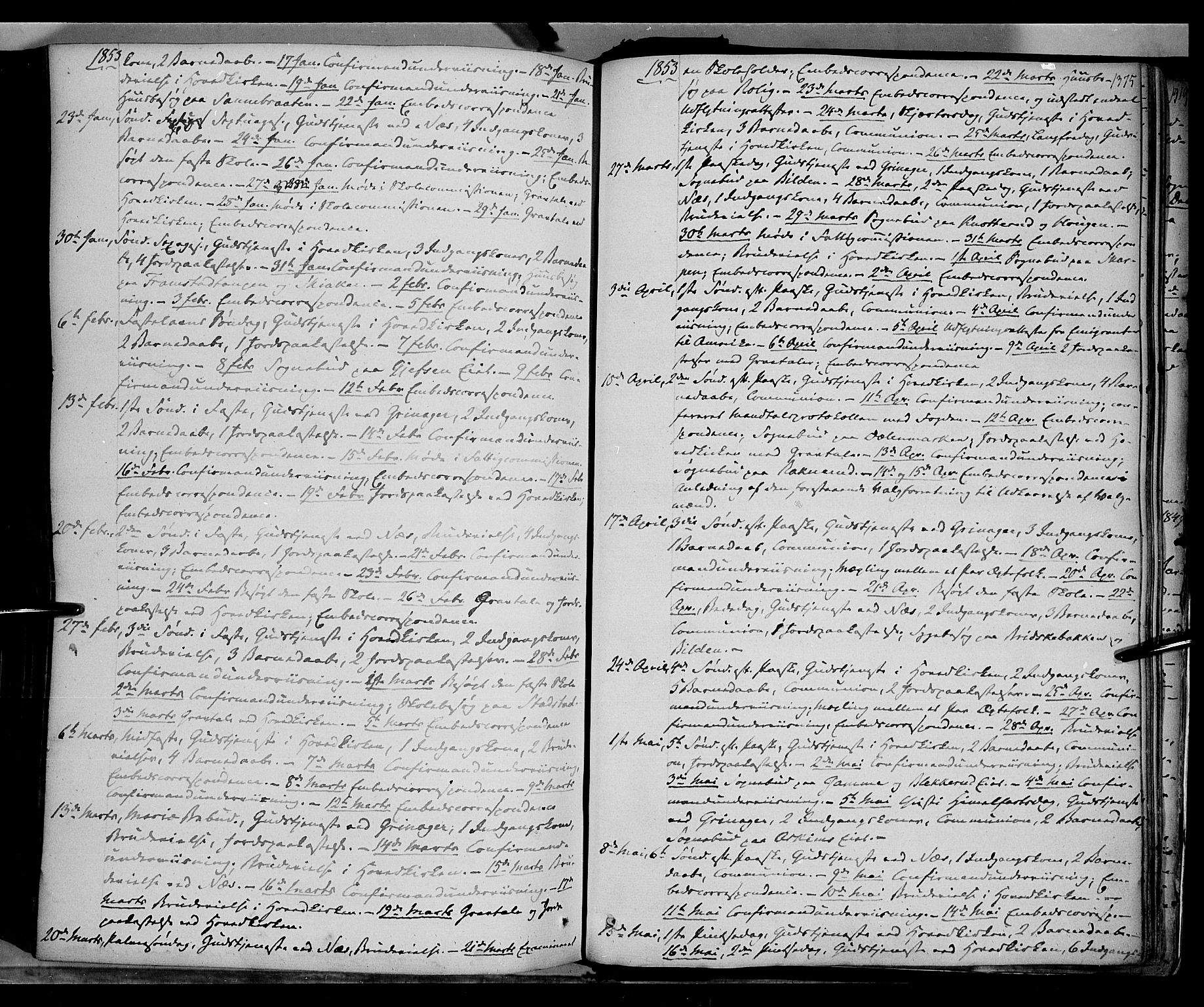 Gran prestekontor, SAH/PREST-112/H/Ha/Haa/L0011: Parish register (official) no. 11, 1842-1856, p. 1374-1375