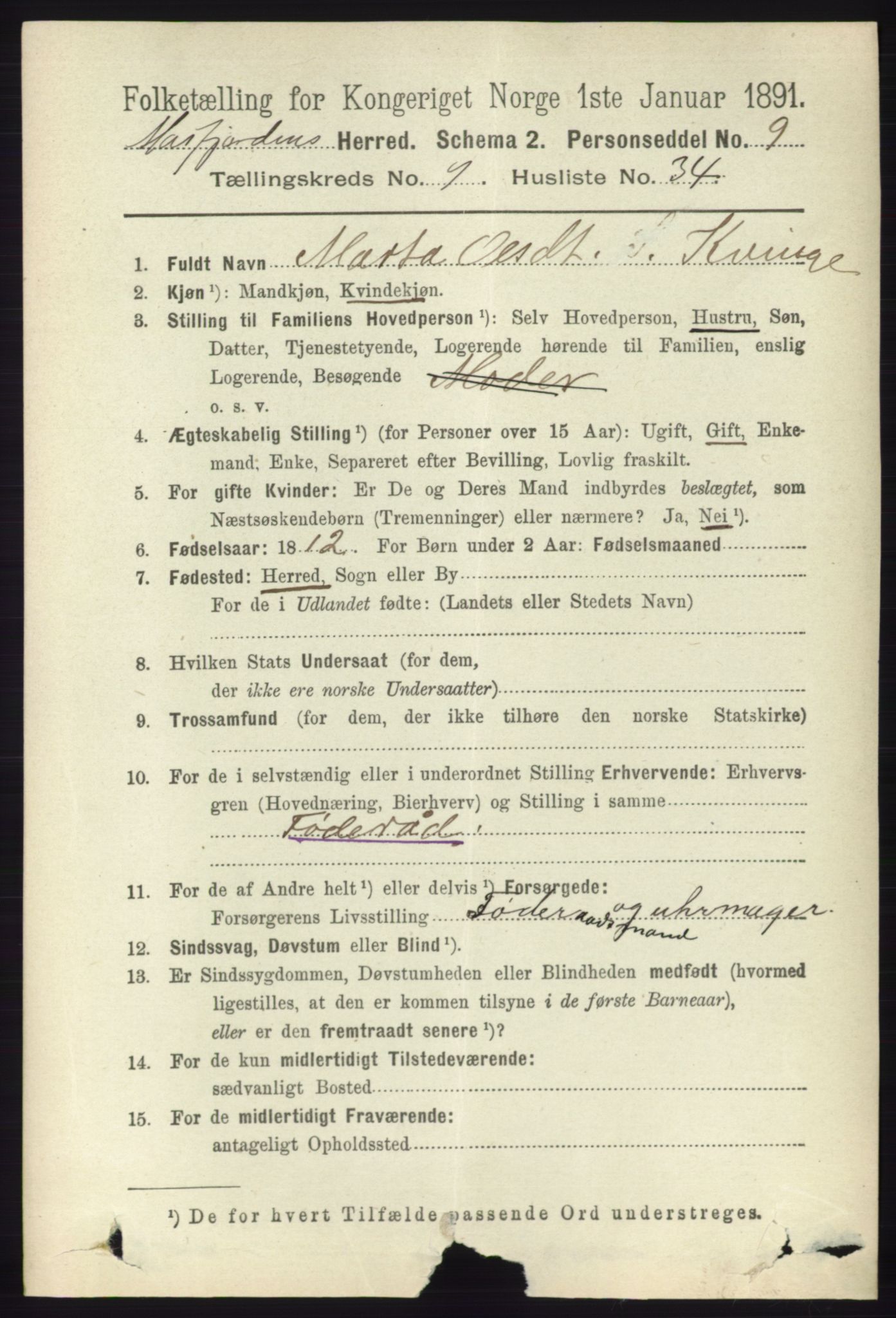 RA, 1891 census for 1266 Masfjorden, 1891, p. 1969