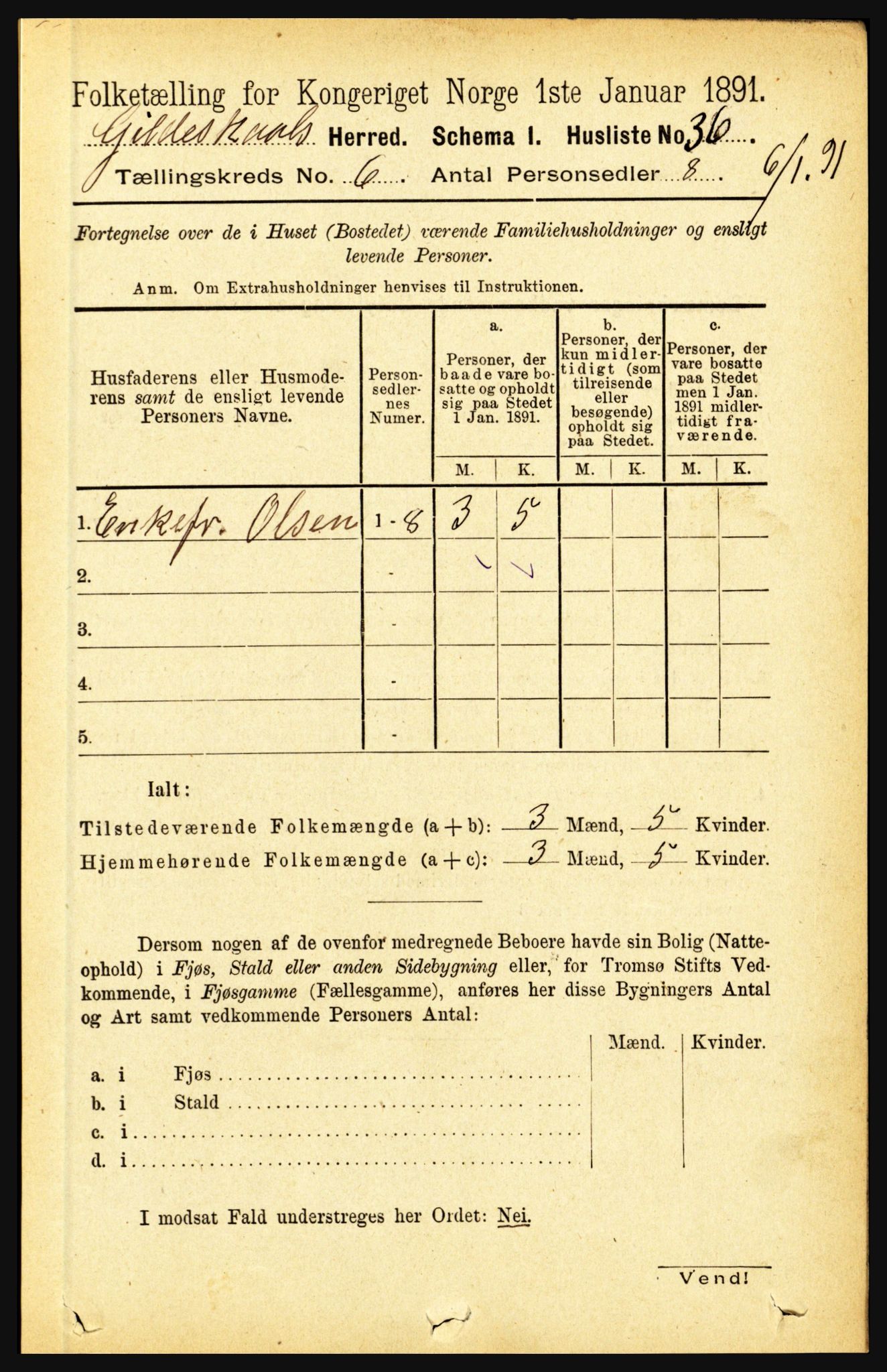 RA, 1891 census for 1838 Gildeskål, 1891, p. 1942