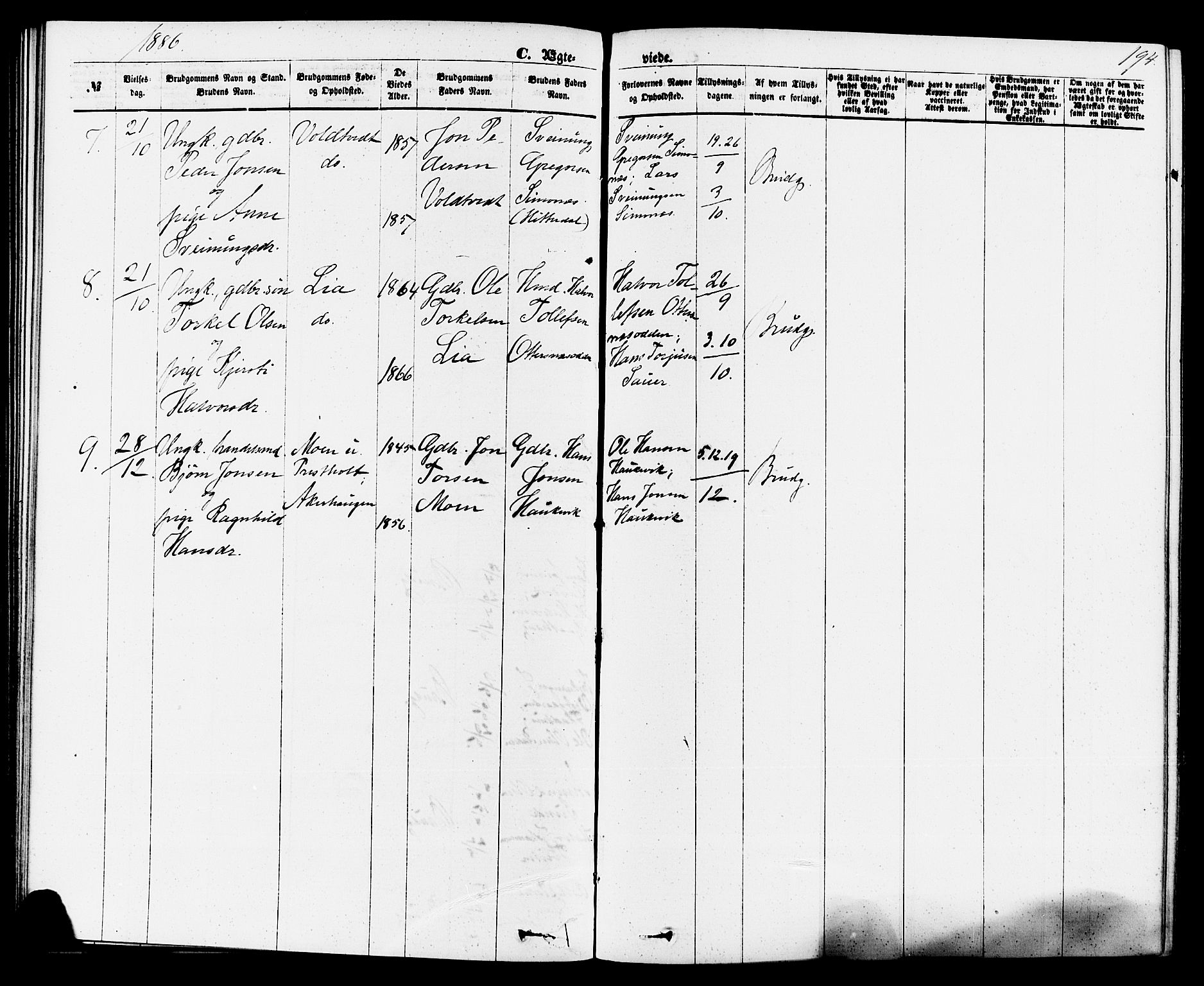 Sauherad kirkebøker, SAKO/A-298/F/Fa/L0008: Parish register (official) no. I 8, 1873-1886, p. 194