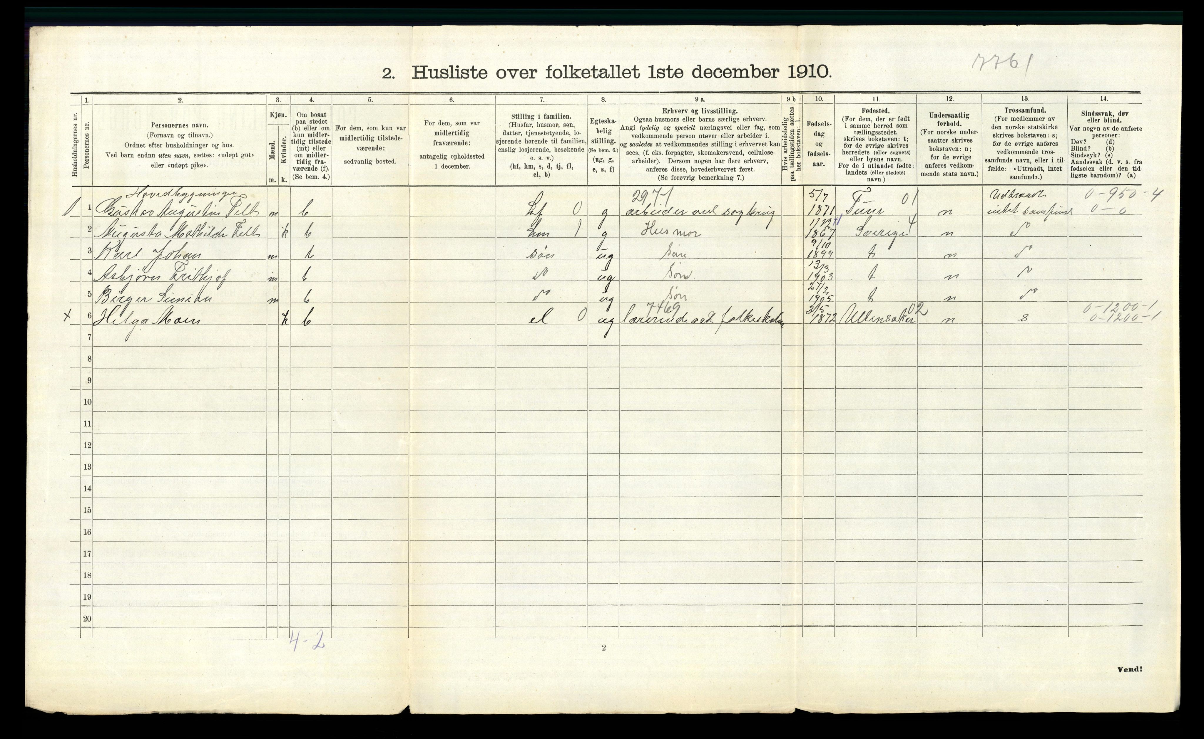 RA, 1910 census for Borge, 1910, p. 181