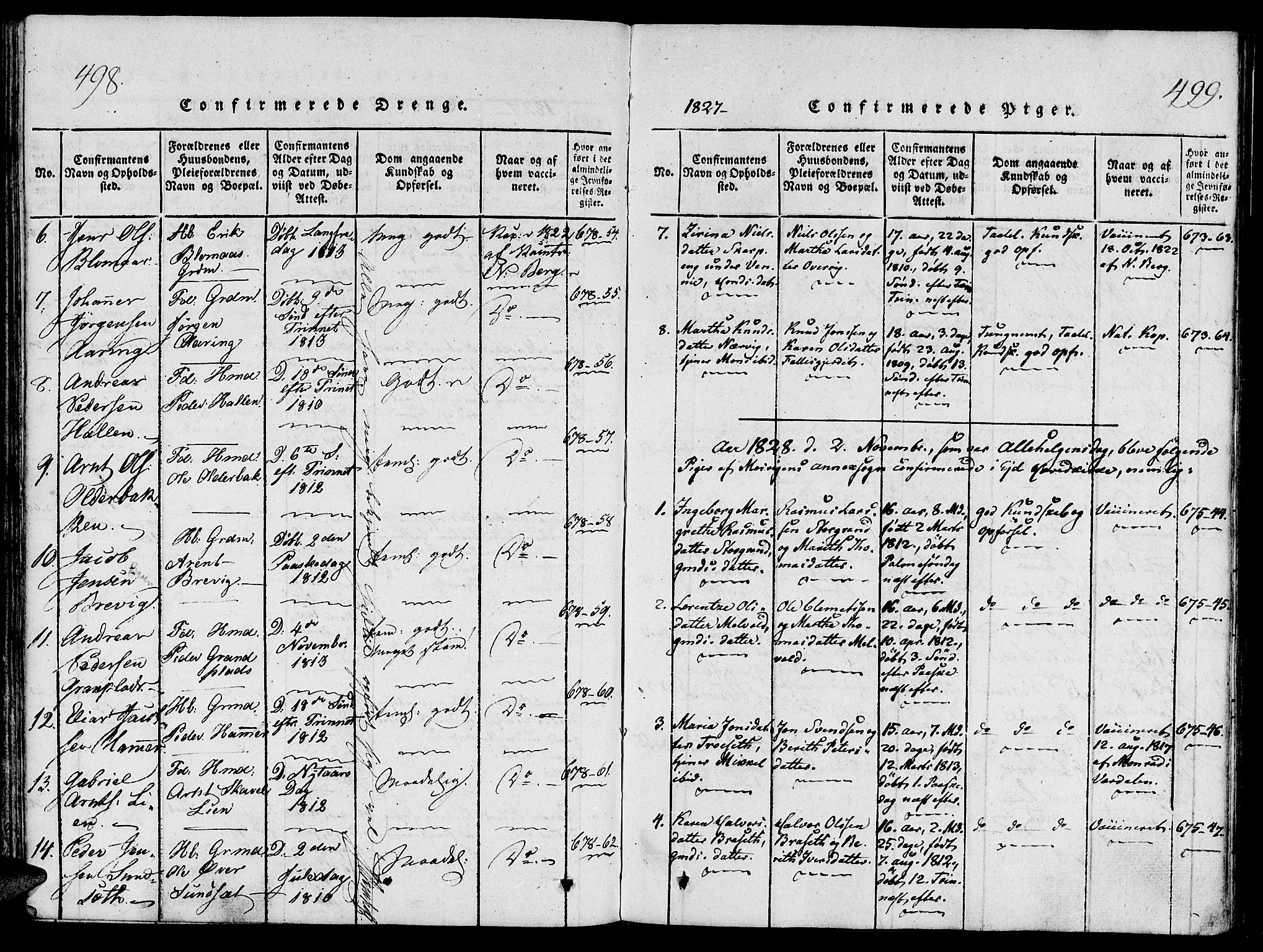 Ministerialprotokoller, klokkerbøker og fødselsregistre - Nord-Trøndelag, AV/SAT-A-1458/733/L0322: Parish register (official) no. 733A01, 1817-1842, p. 498-499