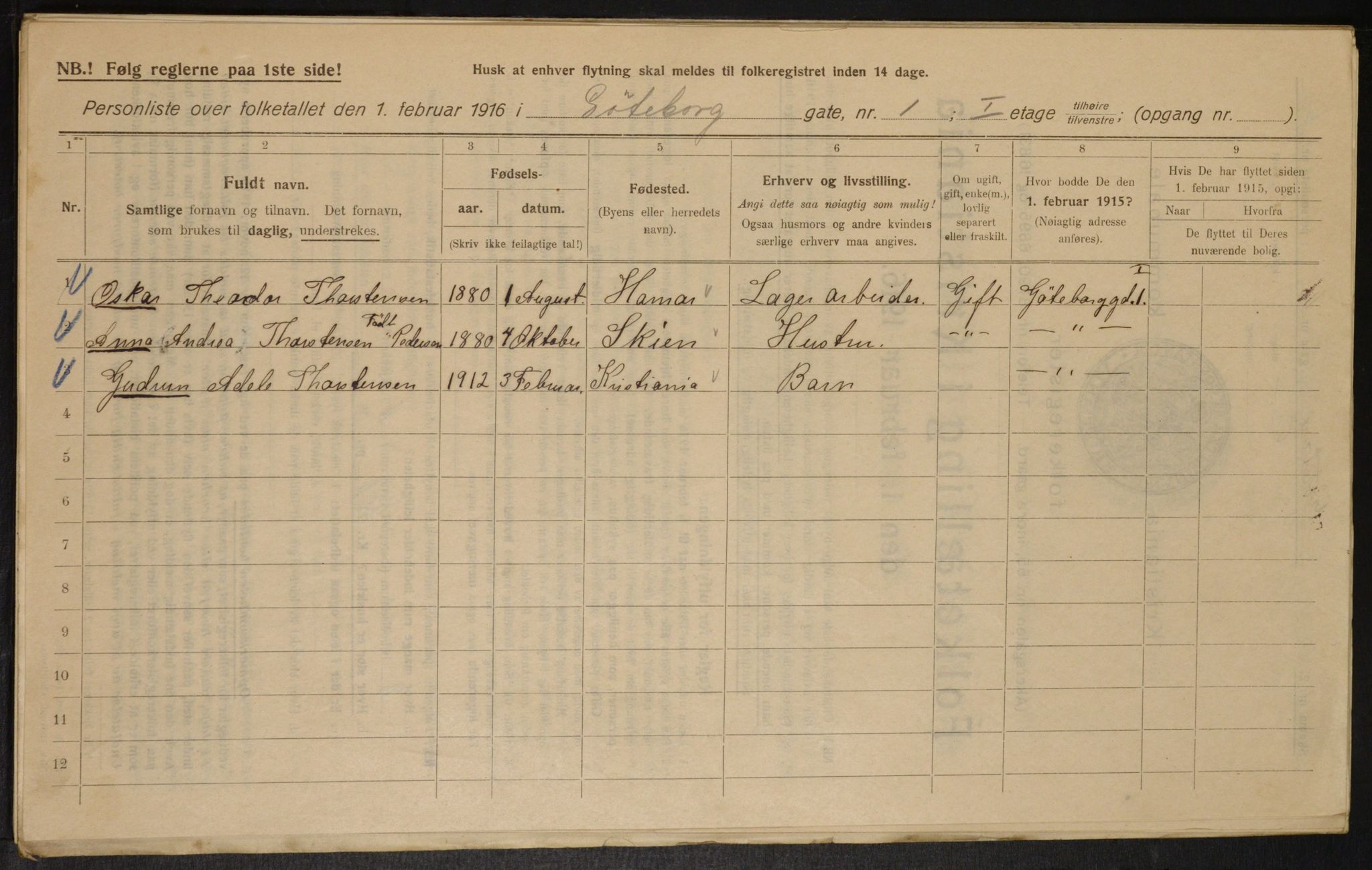 OBA, Municipal Census 1916 for Kristiania, 1916, p. 33243