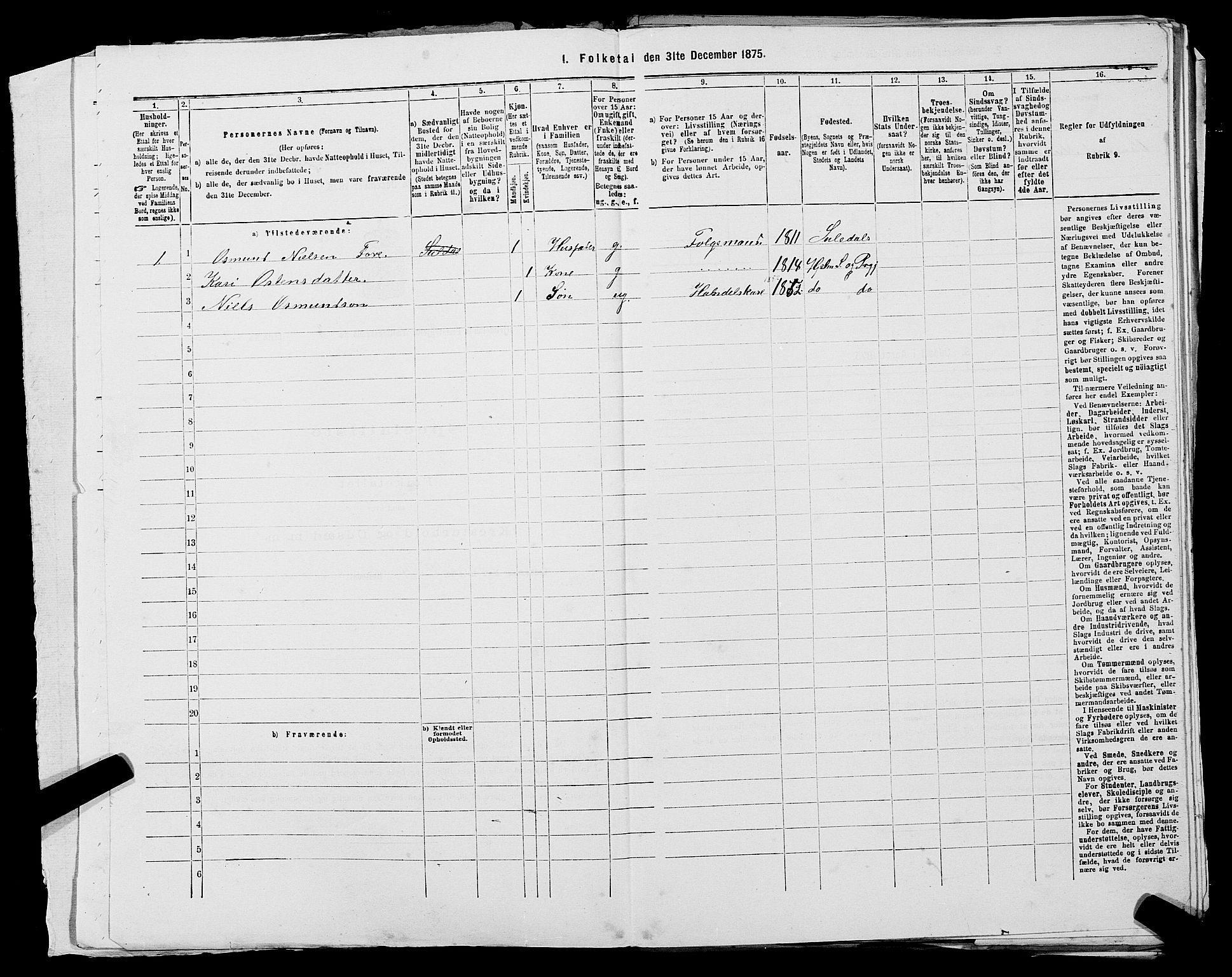 SAST, 1875 census for 1133P Hjelmeland, 1875, p. 322