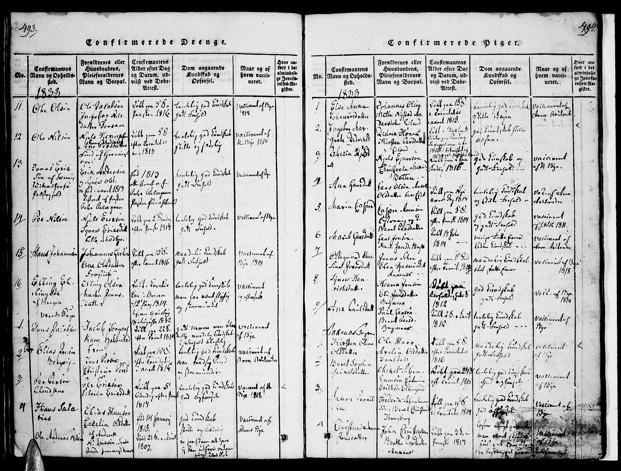 Ministerialprotokoller, klokkerbøker og fødselsregistre - Nordland, AV/SAT-A-1459/863/L0894: Parish register (official) no. 863A06, 1821-1851, p. 493-494