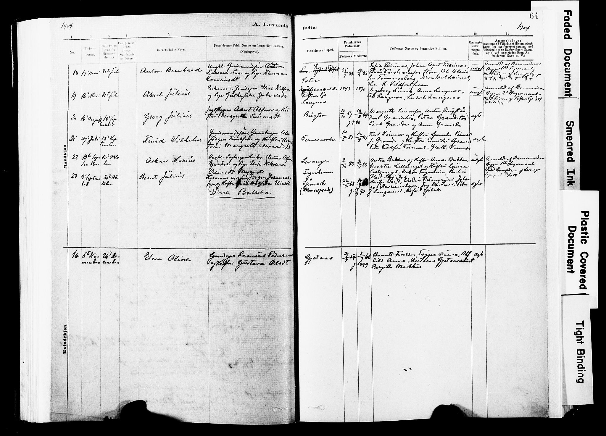 Ministerialprotokoller, klokkerbøker og fødselsregistre - Nord-Trøndelag, SAT/A-1458/744/L0420: Parish register (official) no. 744A04, 1882-1904, p. 64
