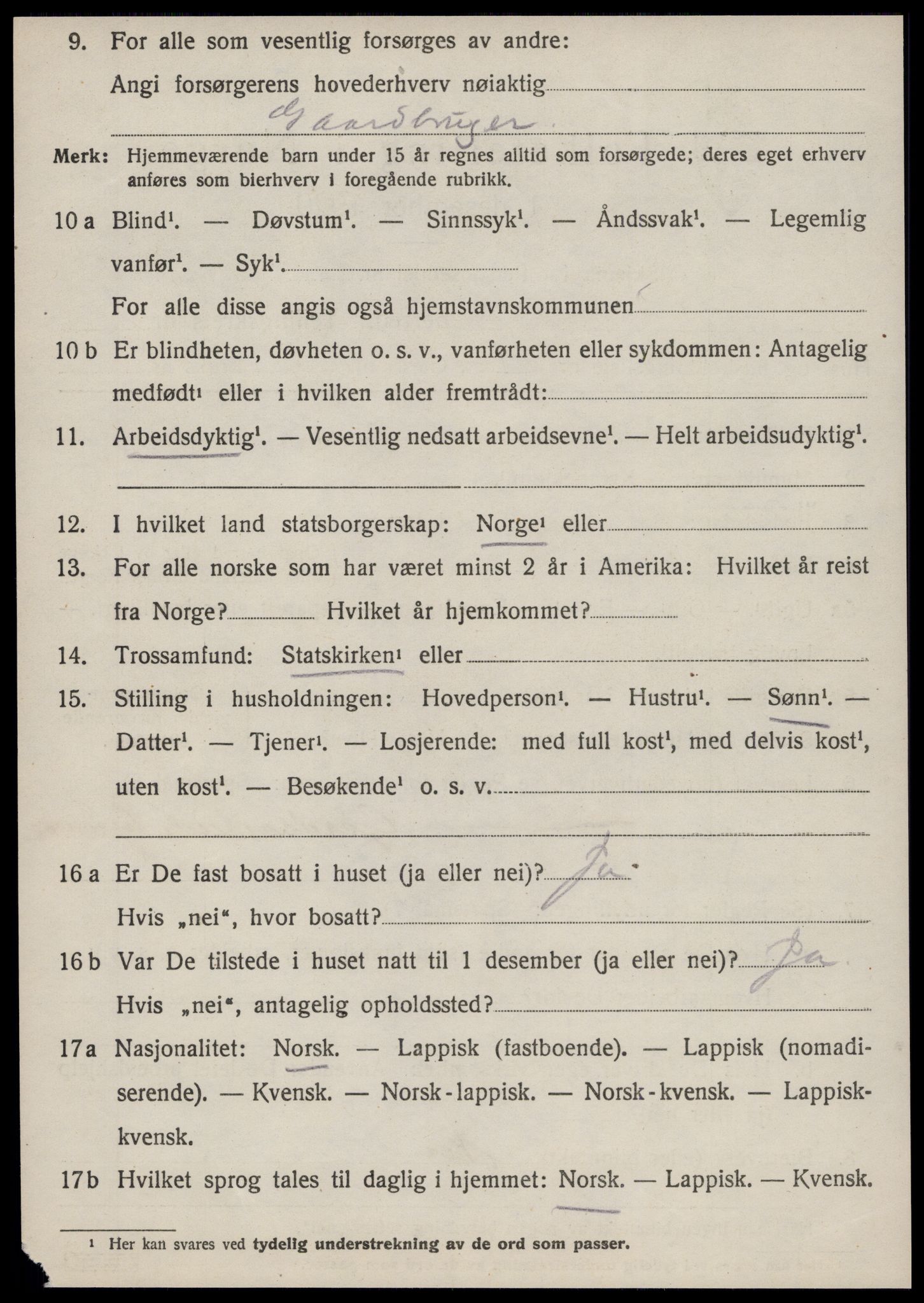 SAT, 1920 census for Hemne, 1920, p. 7277