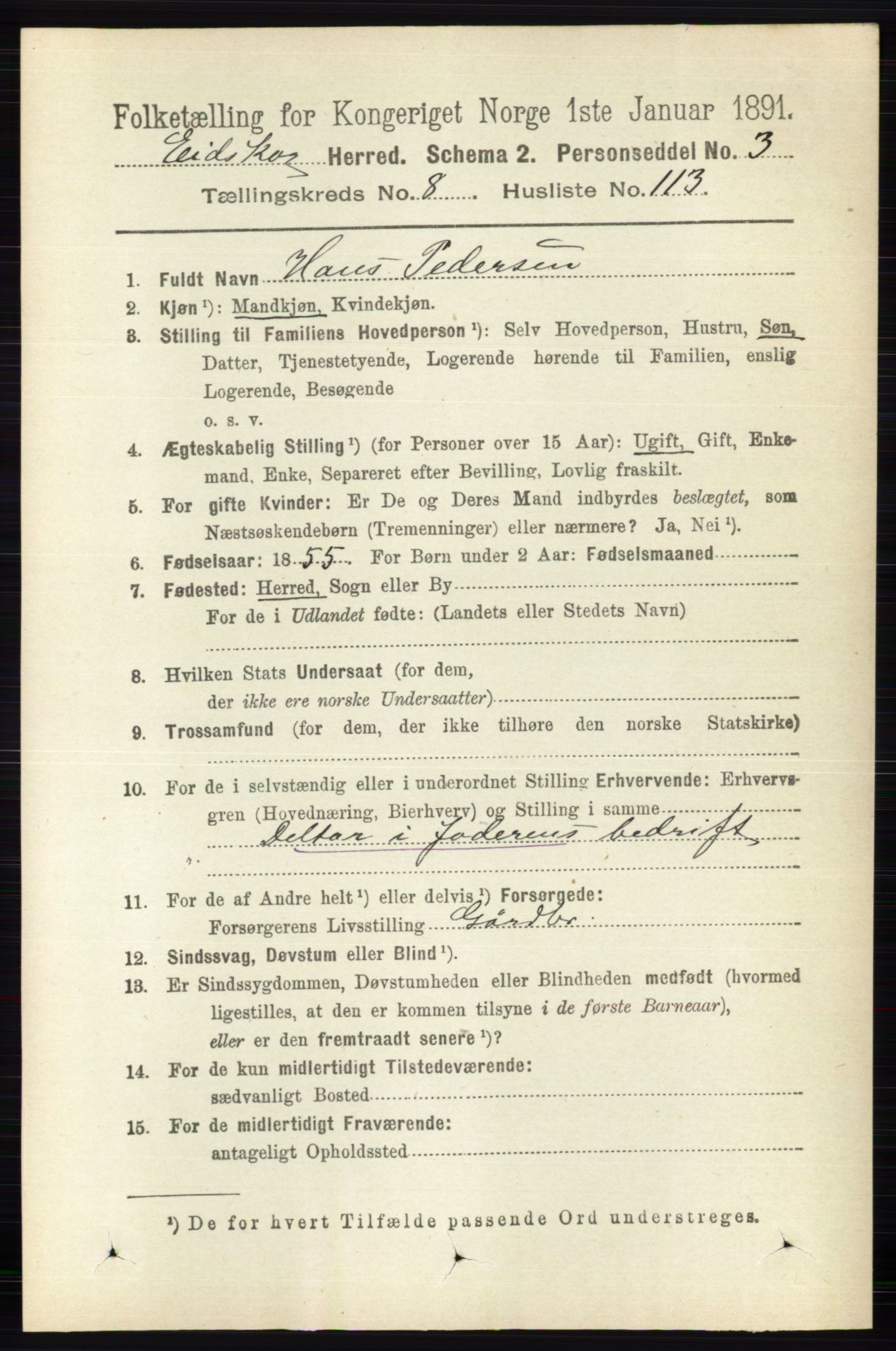 RA, 1891 census for 0420 Eidskog, 1891, p. 5192