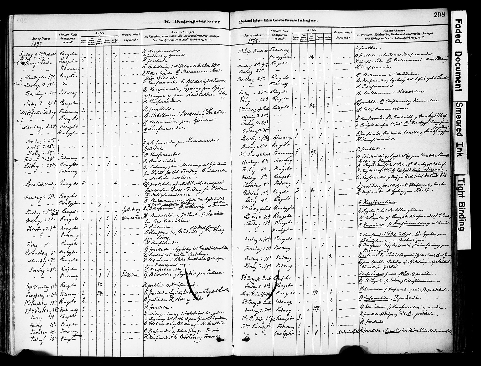 Ringebu prestekontor, AV/SAH-PREST-082/H/Ha/Haa/L0008: Parish register (official) no. 8, 1878-1898, p. 298