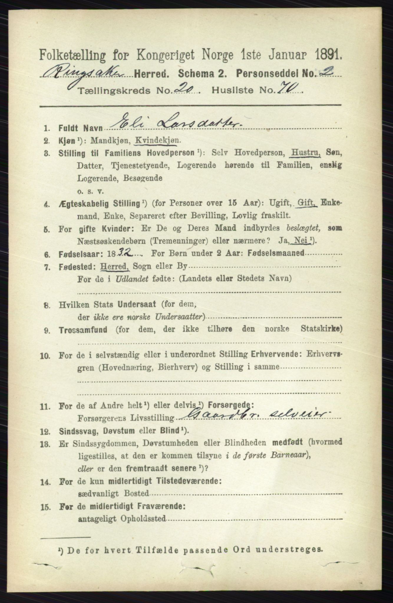 RA, 1891 census for 0412 Ringsaker, 1891, p. 11553