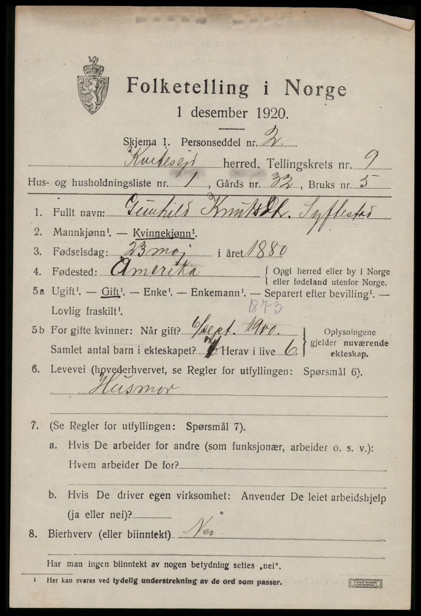 SAKO, 1920 census for Kviteseid, 1920, p. 4177