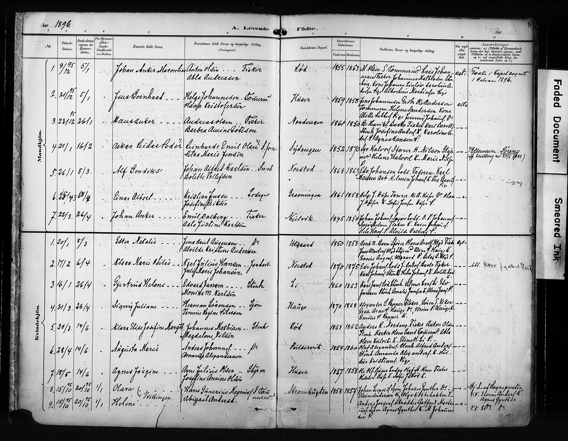 Hvaler prestekontor Kirkebøker, SAO/A-2001/F/Fa/L0009: Parish register (official) no. I 9, 1895-1906, p. 9