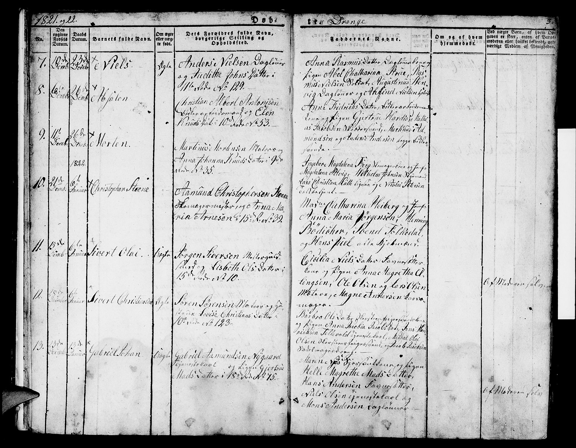Domkirken sokneprestembete, SAB/A-74801/H/Hab/L0005: Parish register (copy) no. A 5, 1821-1830, p. 3