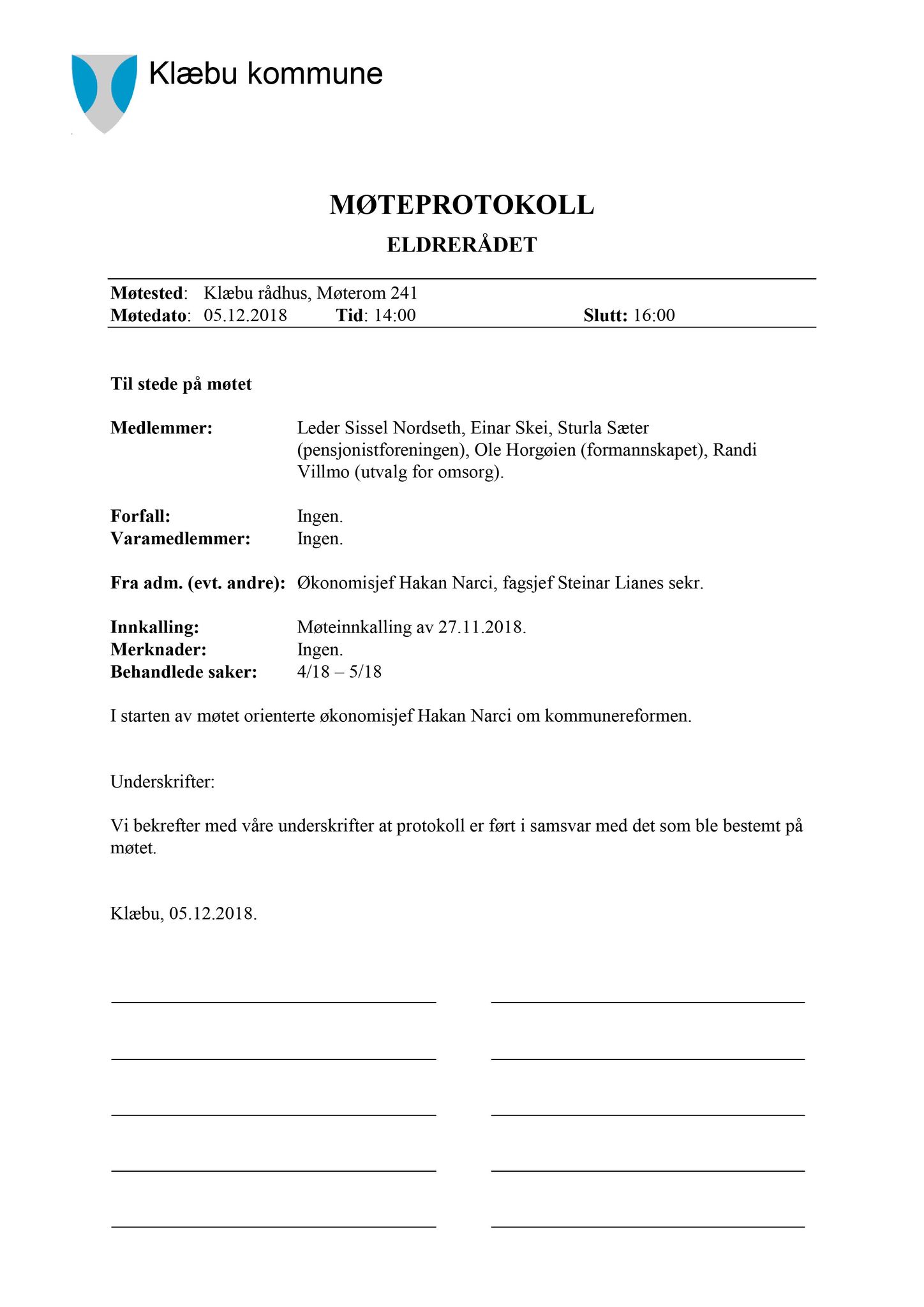 Klæbu Kommune, TRKO/KK/07-ER/L008: Eldrerådet - Møtedokumenter, 2018, p. 34