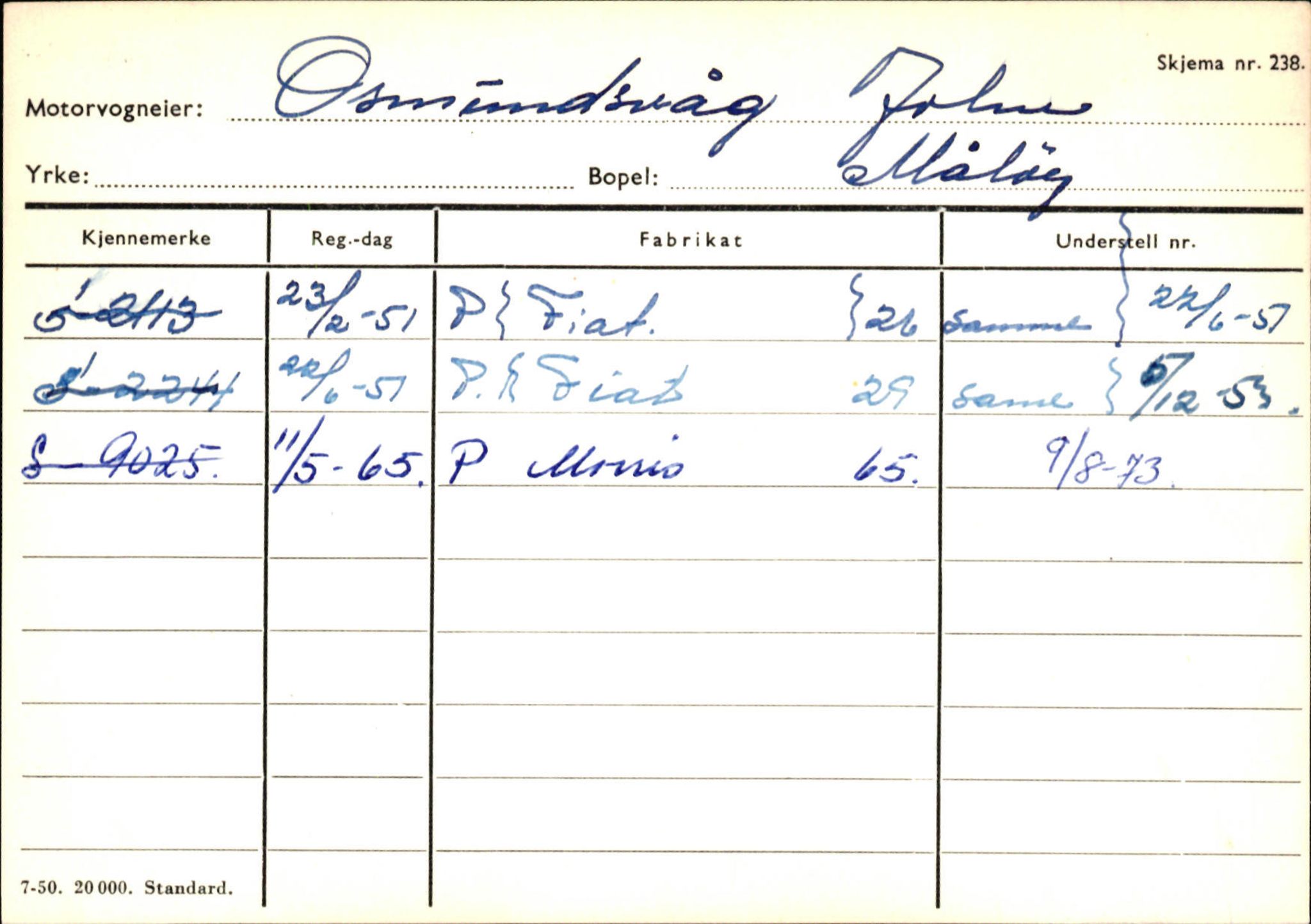 Statens vegvesen, Sogn og Fjordane vegkontor, AV/SAB-A-5301/4/F/L0144: Registerkort Vågsøy A-R, 1945-1975, p. 2242