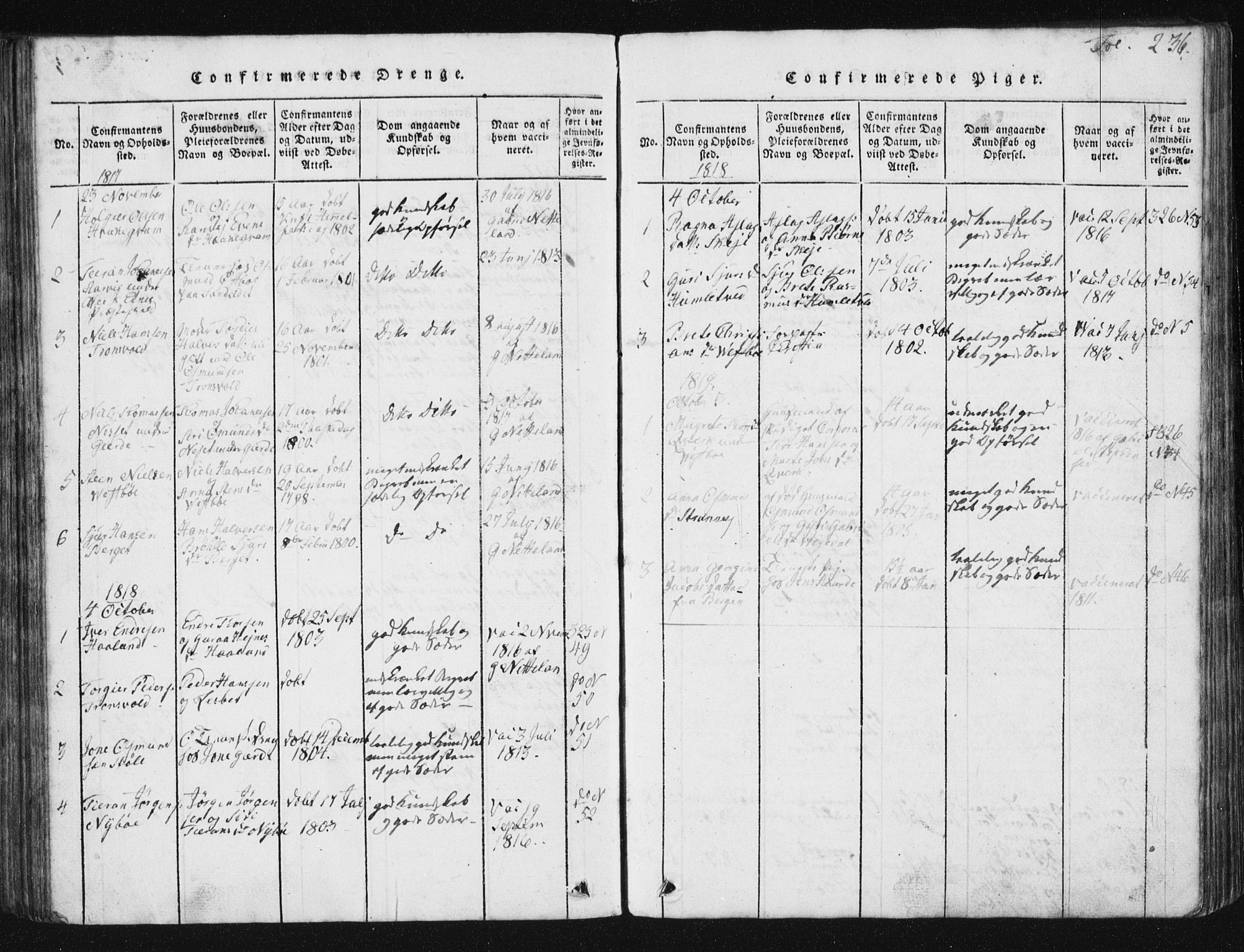 Vikedal sokneprestkontor, SAST/A-101840/01/V: Parish register (copy) no. B 2, 1816-1863, p. 236