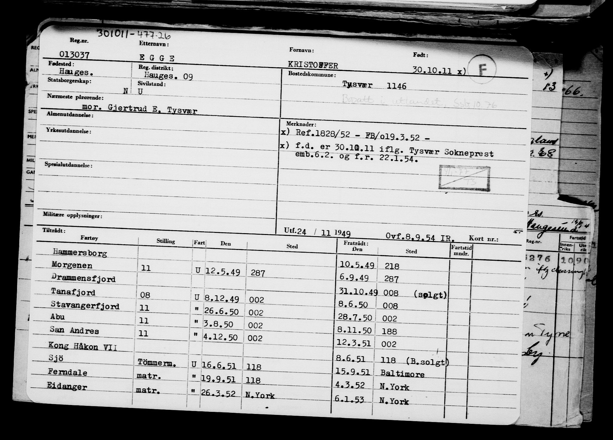 Direktoratet for sjømenn, AV/RA-S-3545/G/Gb/L0100: Hovedkort, 1911, p. 482