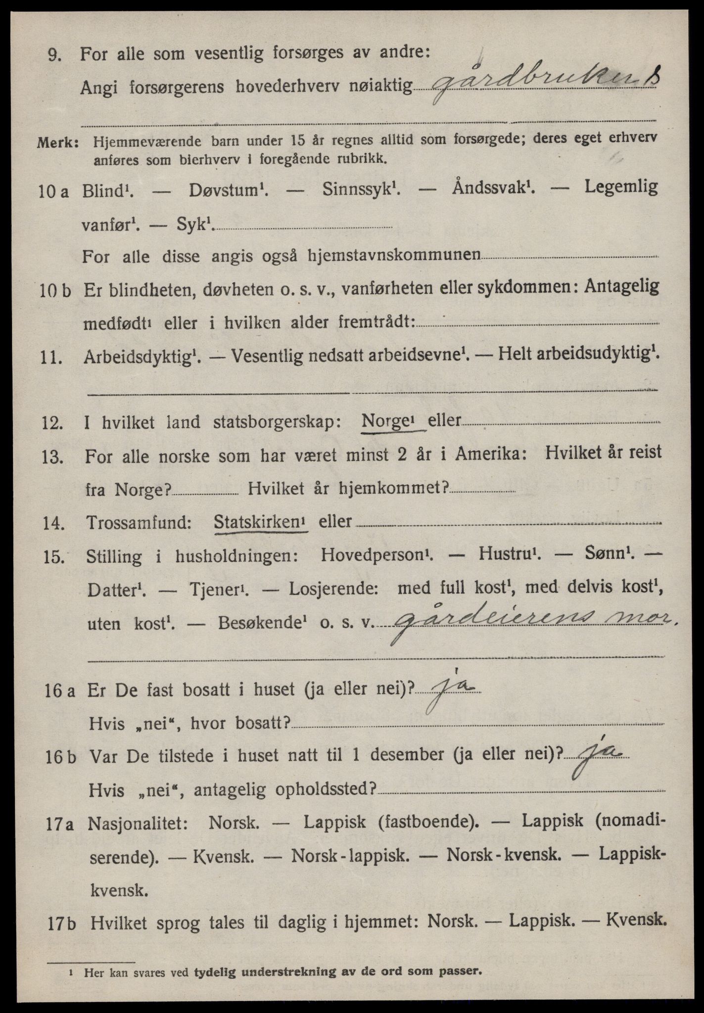 SAT, 1920 census for Oppdal, 1920, p. 2656