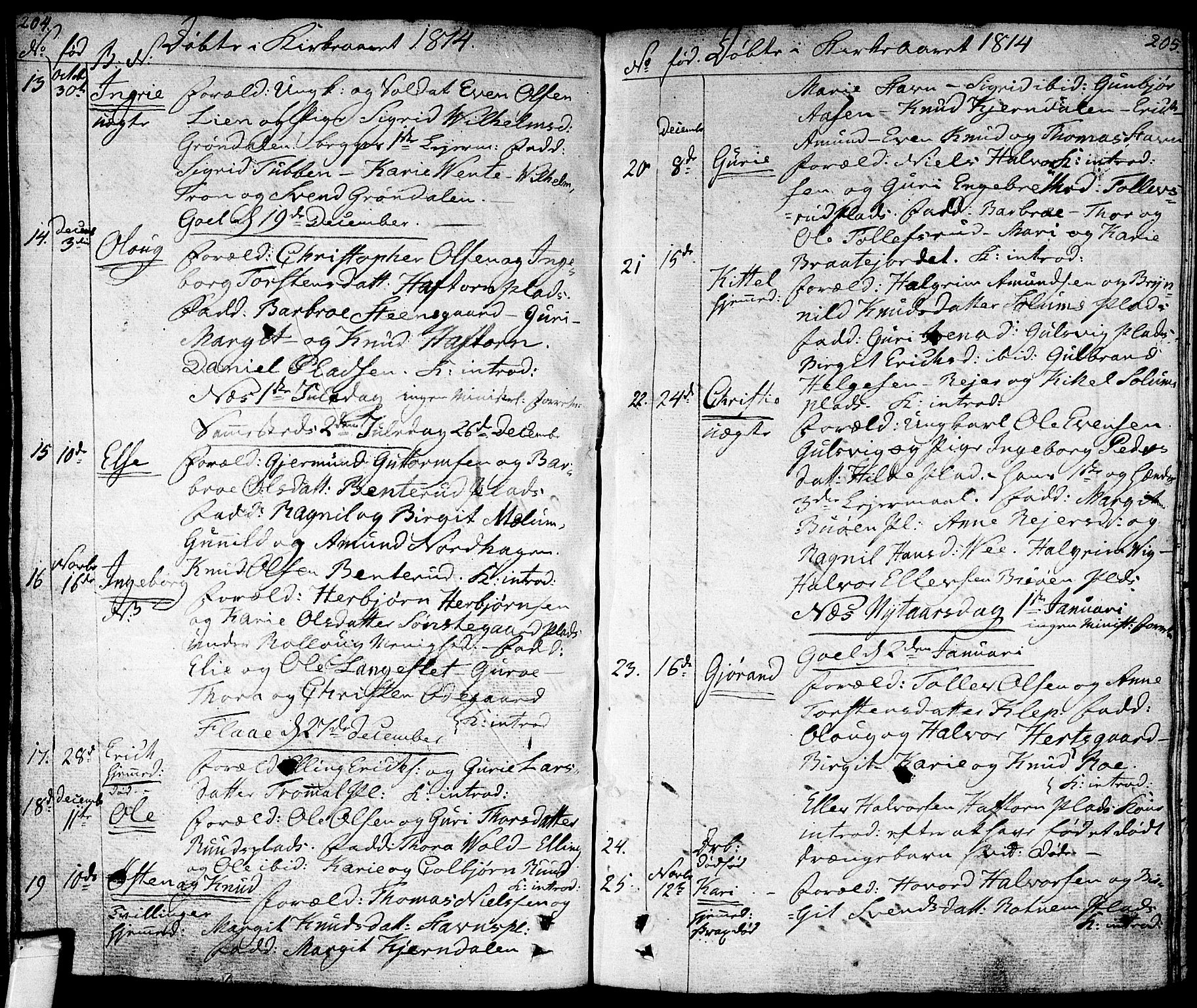 Nes kirkebøker, AV/SAKO-A-236/F/Fa/L0006: Parish register (official) no. 6, 1808-1814, p. 204-205