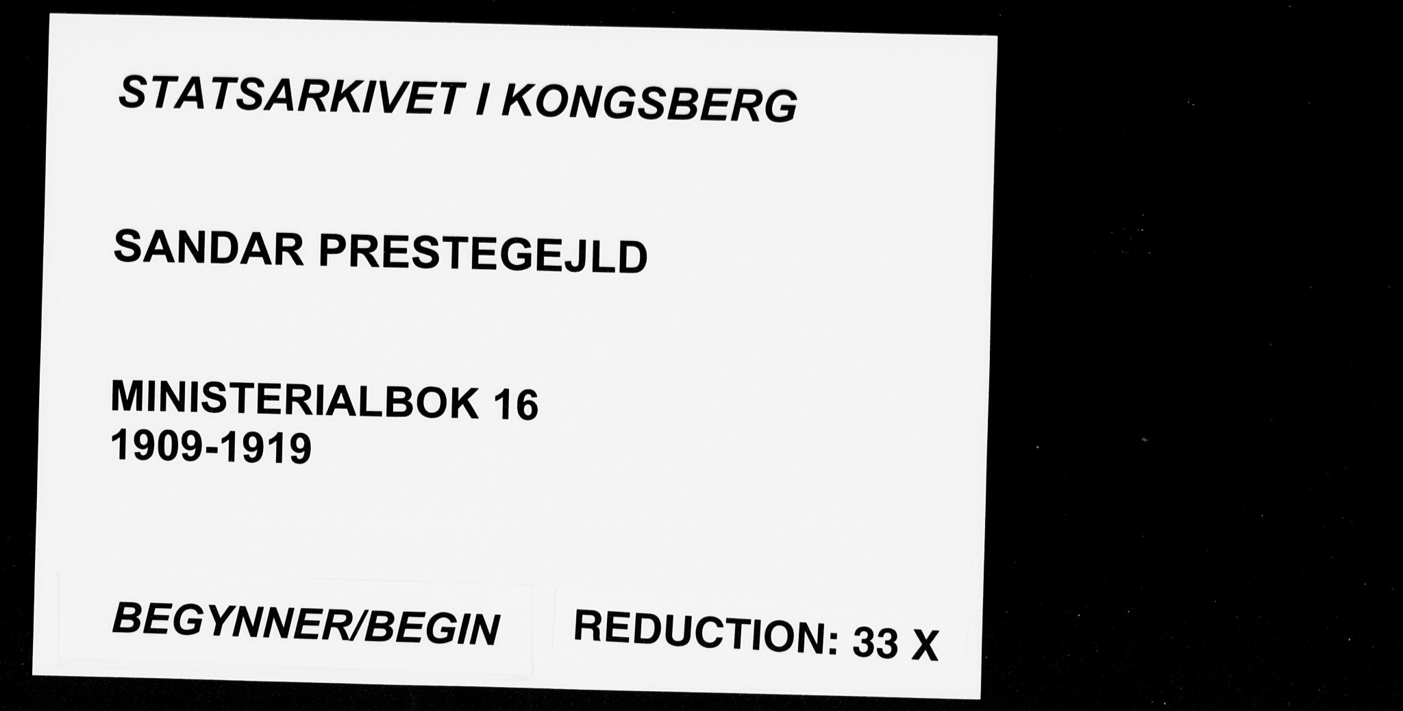 Sandar kirkebøker, AV/SAKO-A-243/F/Fa/L0016: Parish register (official) no. 16, 1909-1919