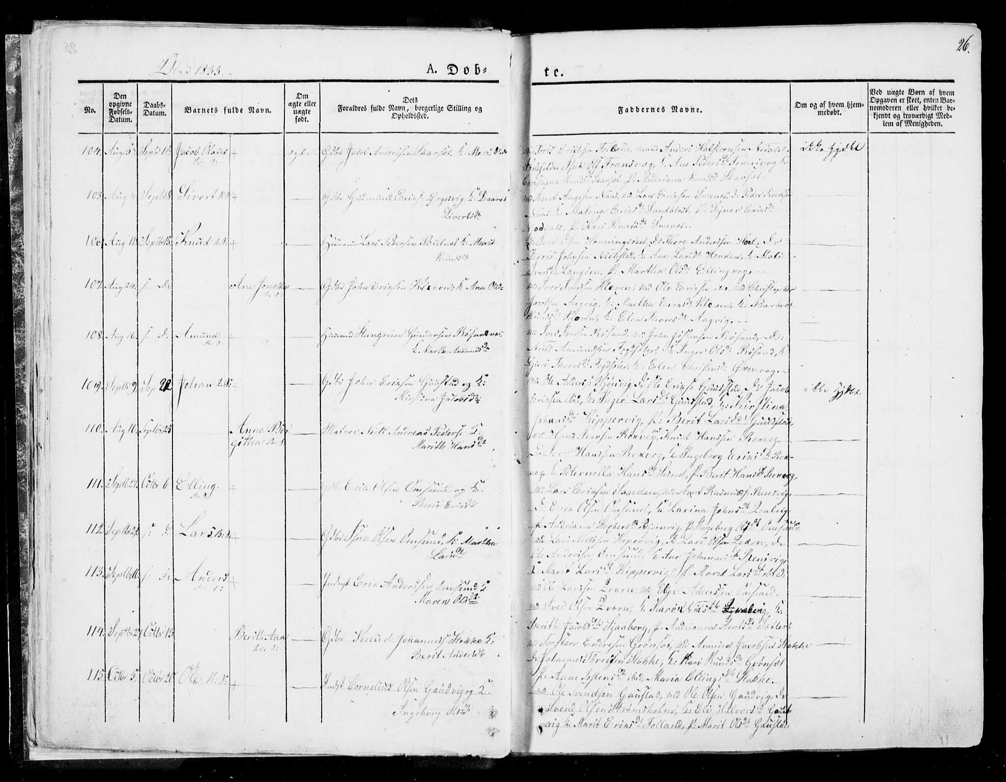 Ministerialprotokoller, klokkerbøker og fødselsregistre - Møre og Romsdal, AV/SAT-A-1454/568/L0803: Parish register (official) no. 568A10, 1830-1853, p. 26