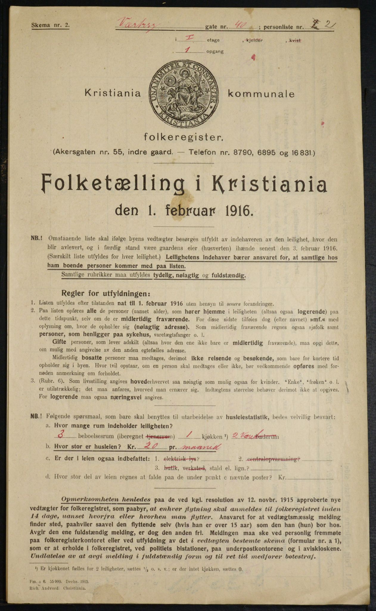 OBA, Municipal Census 1916 for Kristiania, 1916, p. 126024