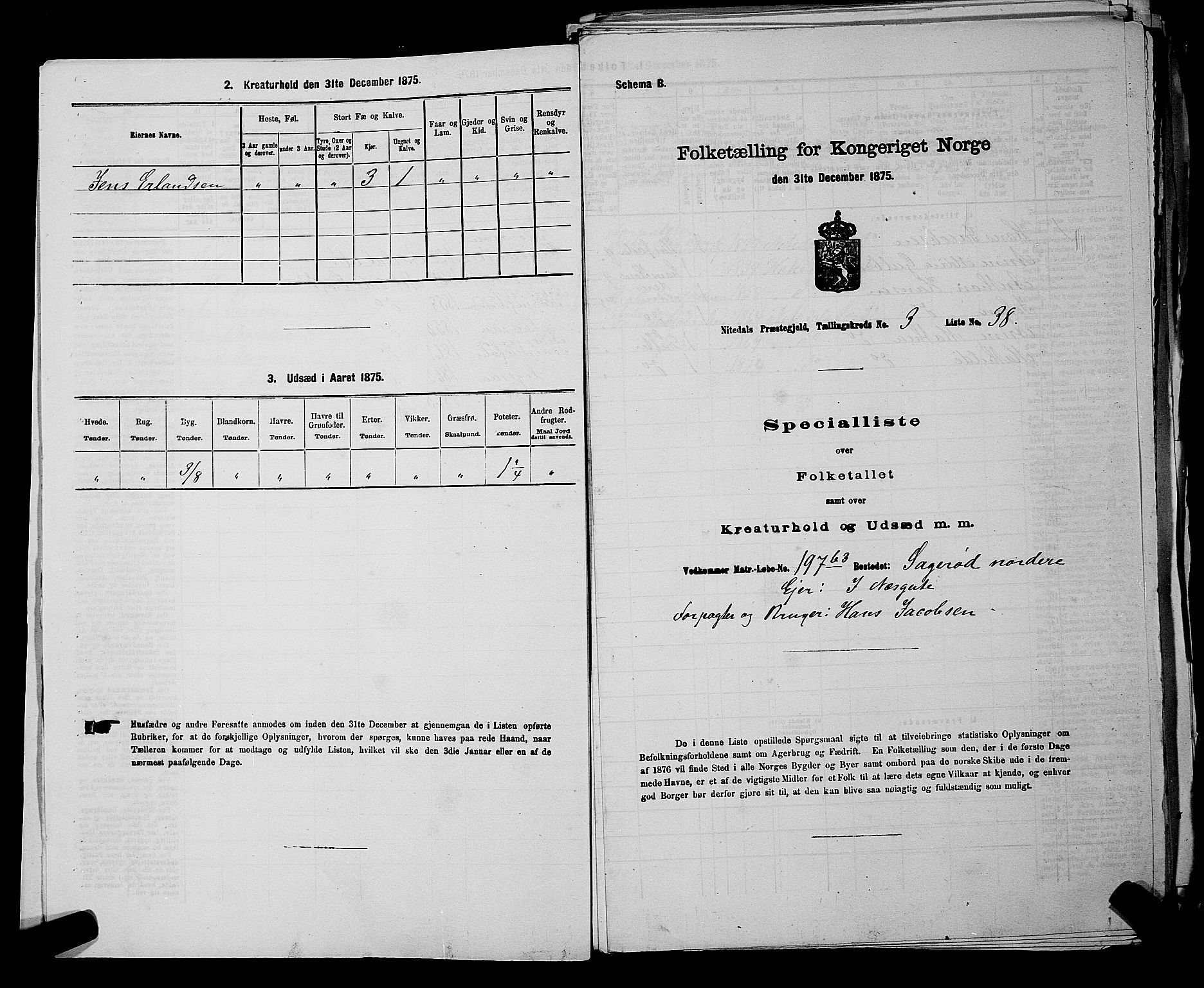 RA, 1875 census for 0233P Nittedal, 1875, p. 403