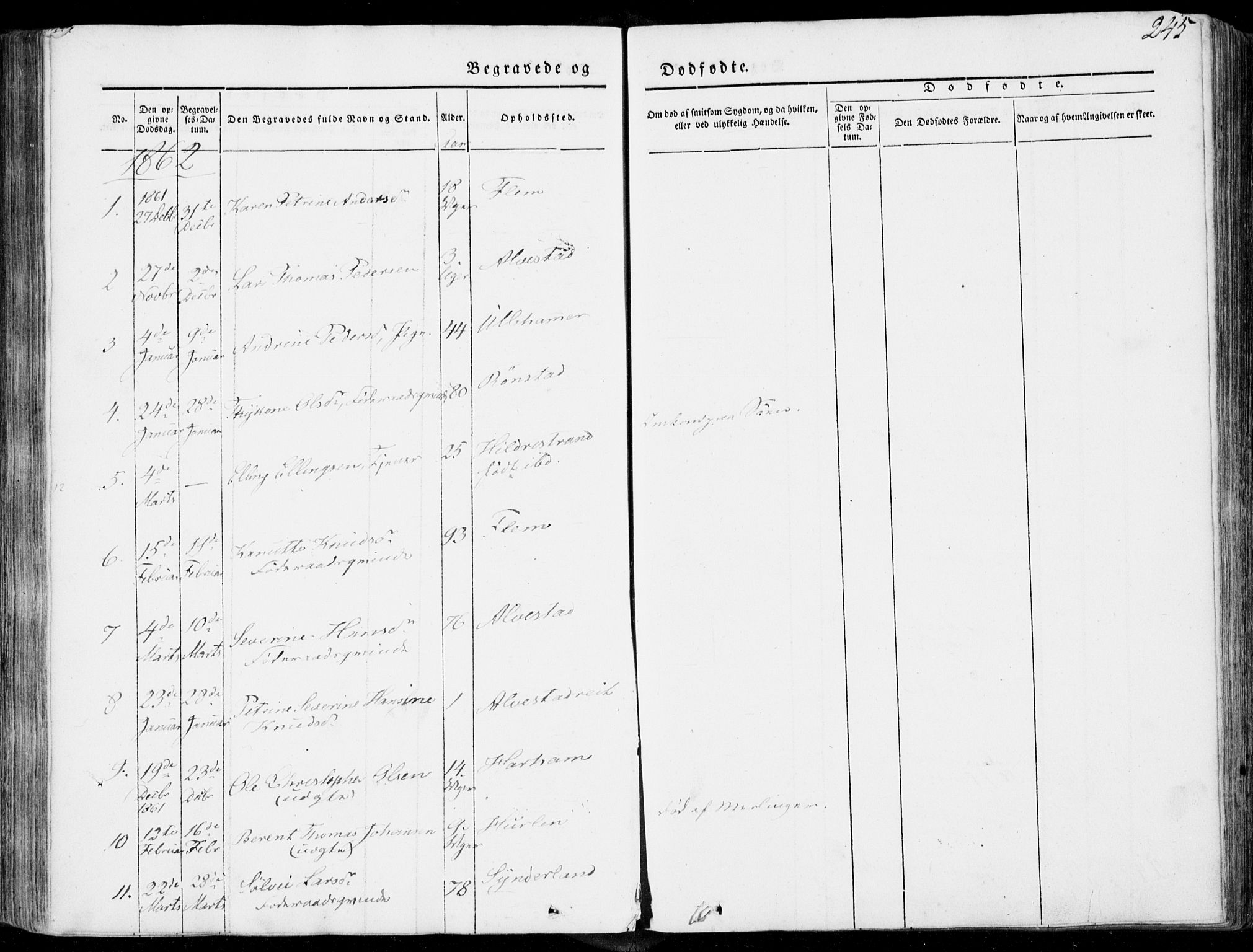 Ministerialprotokoller, klokkerbøker og fødselsregistre - Møre og Romsdal, SAT/A-1454/536/L0497: Parish register (official) no. 536A06, 1845-1865, p. 245