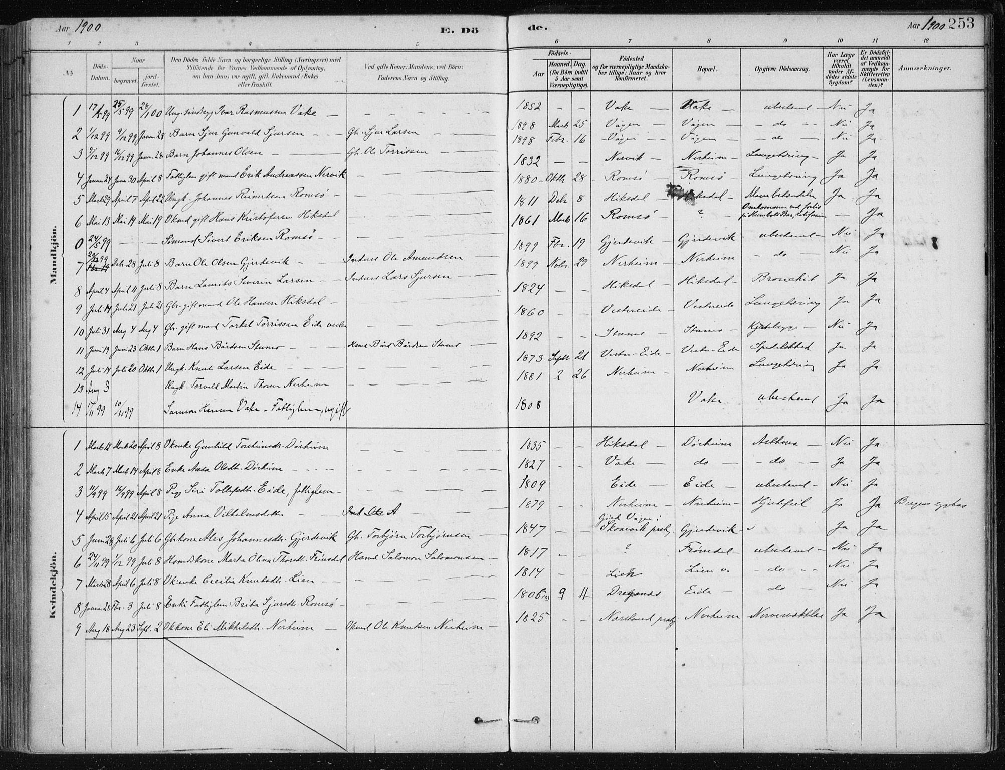 Fjelberg sokneprestembete, AV/SAB-A-75201/H/Haa: Parish register (official) no. D 1, 1879-1918, p. 253