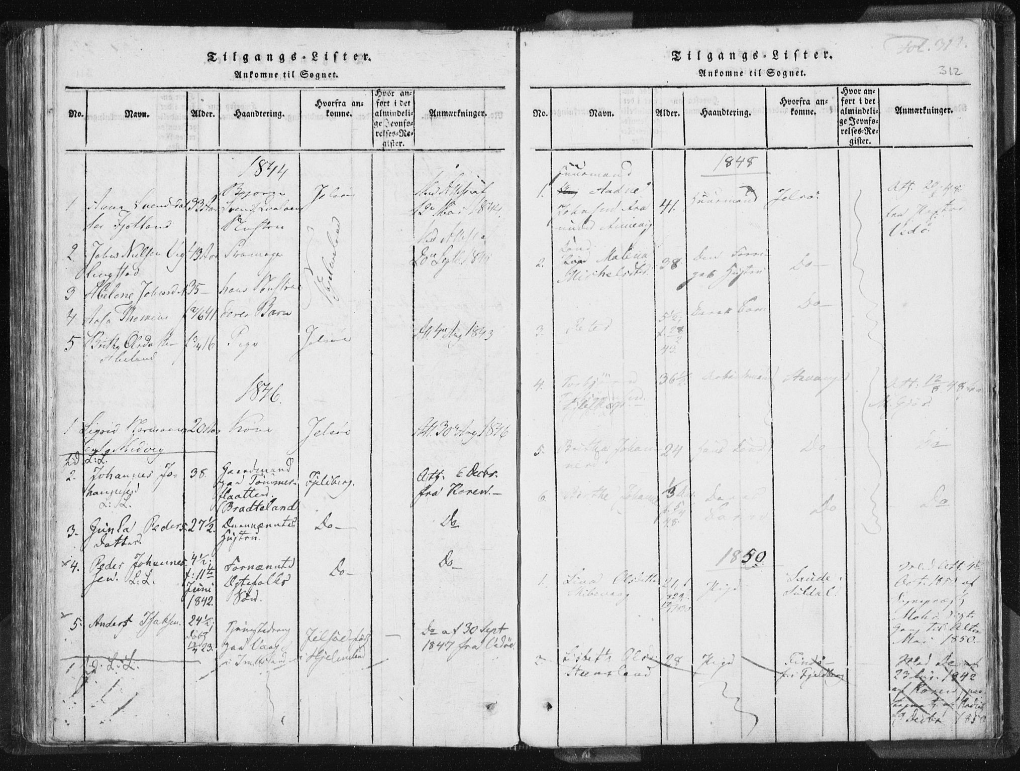 Vikedal sokneprestkontor, AV/SAST-A-101840/01/IV: Parish register (official) no. A 5, 1817-1850, p. 312