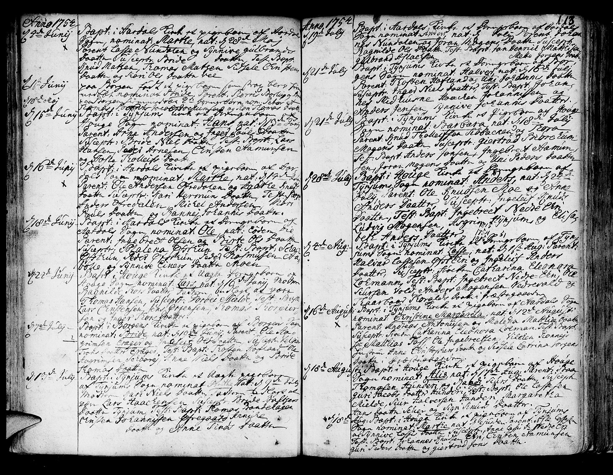 Lærdal sokneprestembete, SAB/A-81201: Parish register (official) no. A 2, 1752-1782, p. 113