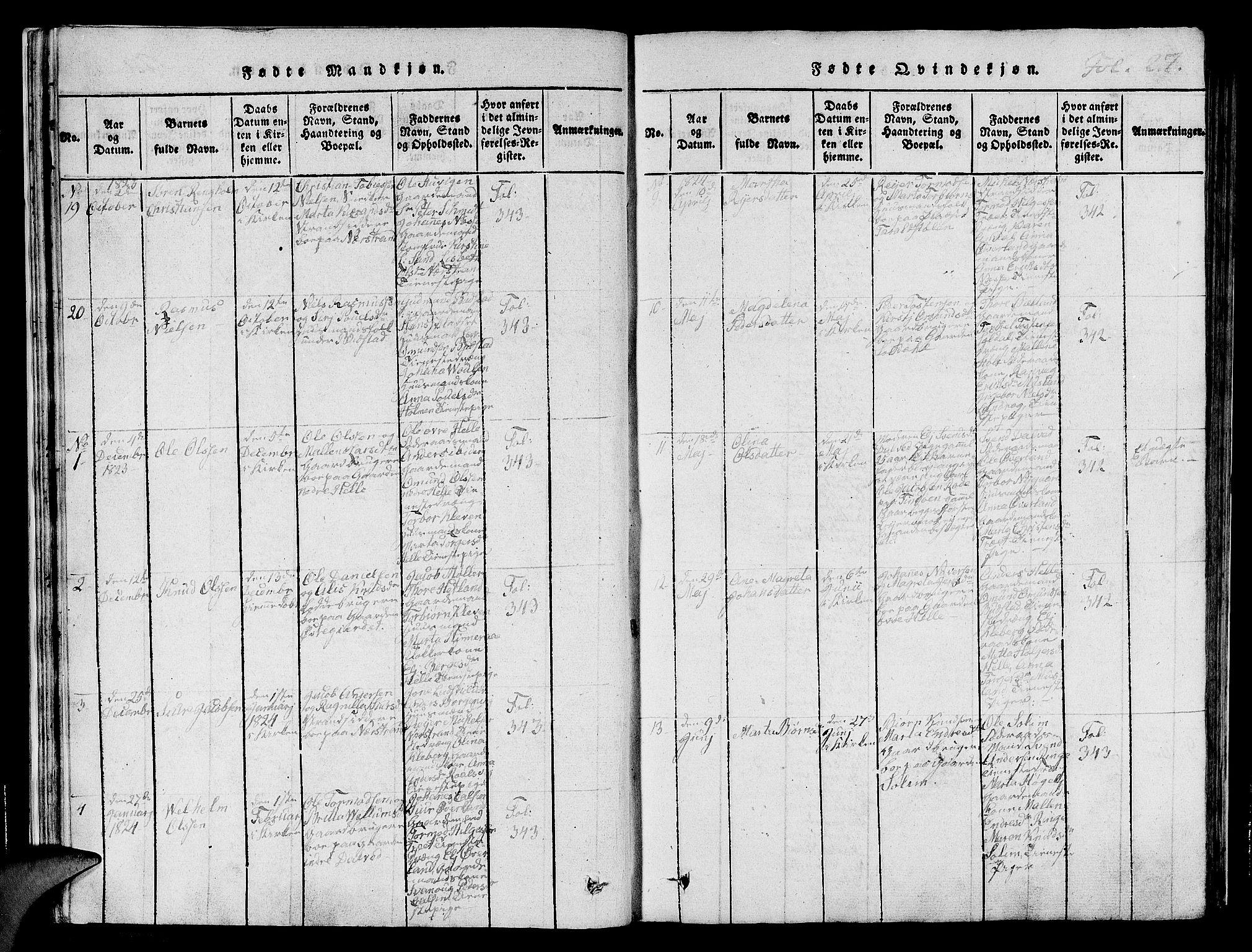 Nedstrand sokneprestkontor, AV/SAST-A-101841/01/IV: Parish register (official) no. A 6, 1816-1838, p. 27