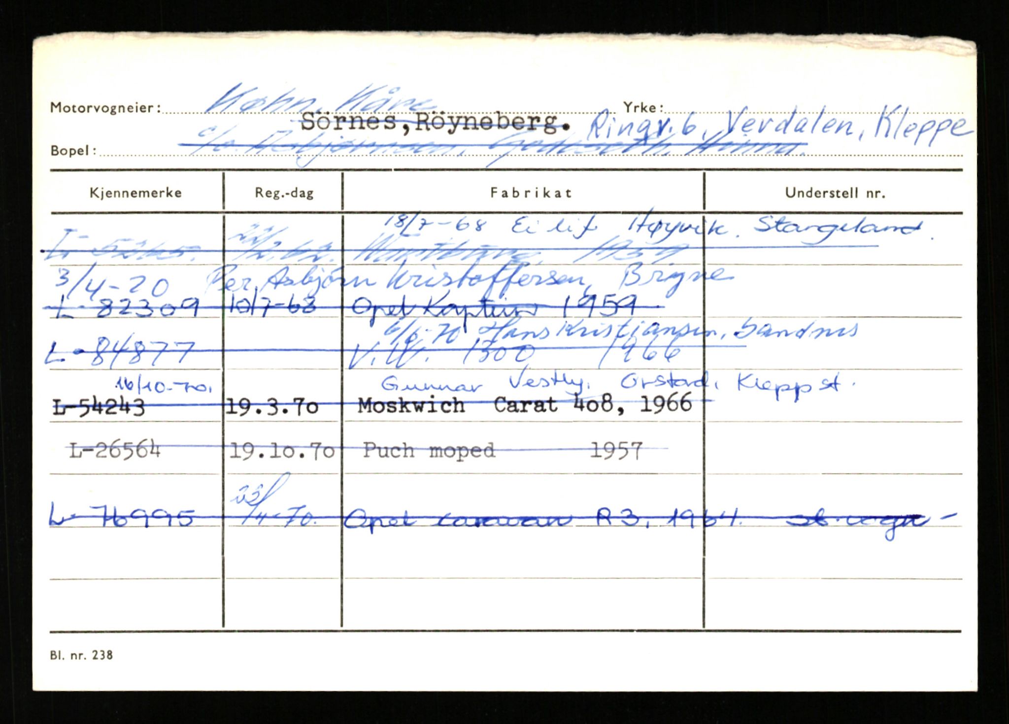 Stavanger trafikkstasjon, SAST/A-101942/0/H/L0021: Kristiania - Landsnes, 1930-1971, p. 2246