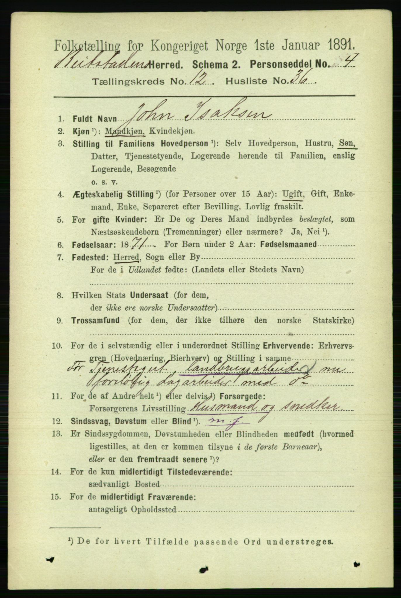 RA, 1891 census for 1727 Beitstad, 1891, p. 3553