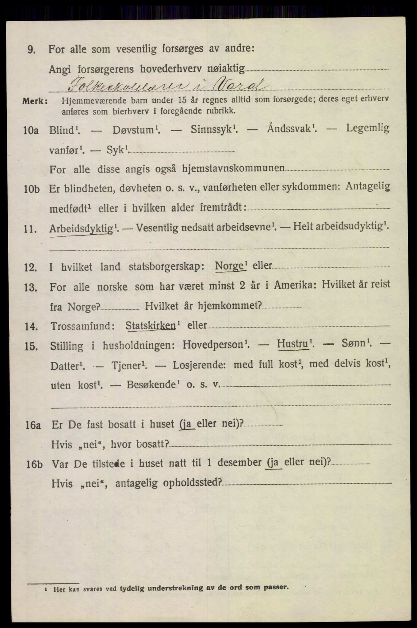 SAH, 1920 census for Vardal, 1920, p. 6470