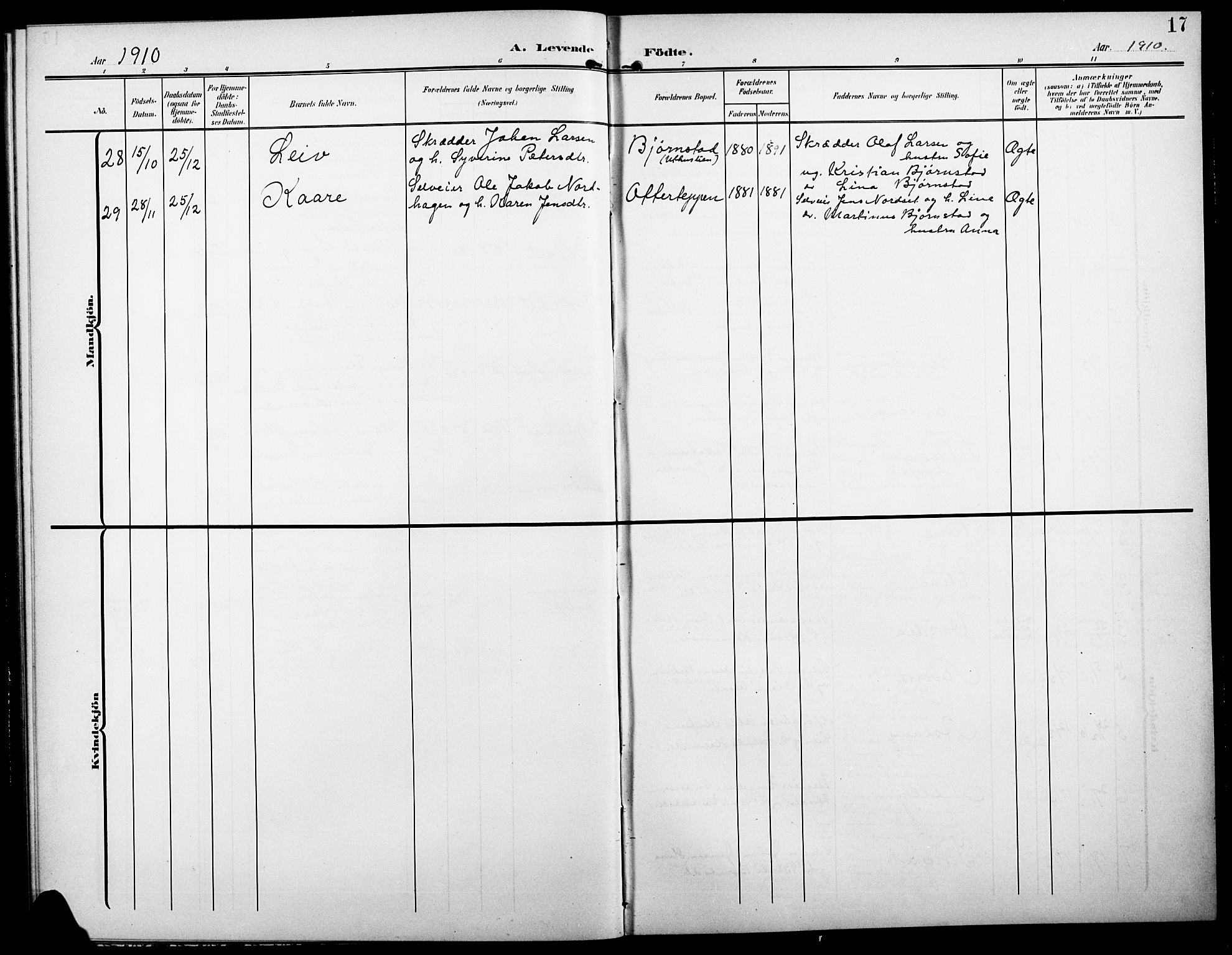 Elverum prestekontor, AV/SAH-PREST-044/H/Ha/Hab/L0008: Parish register (copy) no. 8, 1908-1918, p. 17