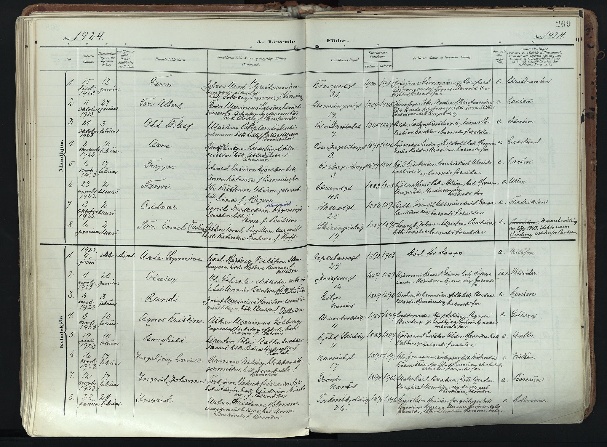 Larvik kirkebøker, SAKO/A-352/F/Fa/L0012: Parish register (official) no. I 12, 1905-1933, p. 269