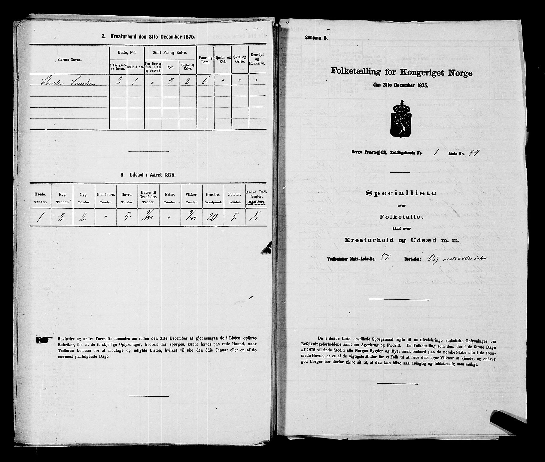 RA, 1875 census for 0116P Berg, 1875, p. 139