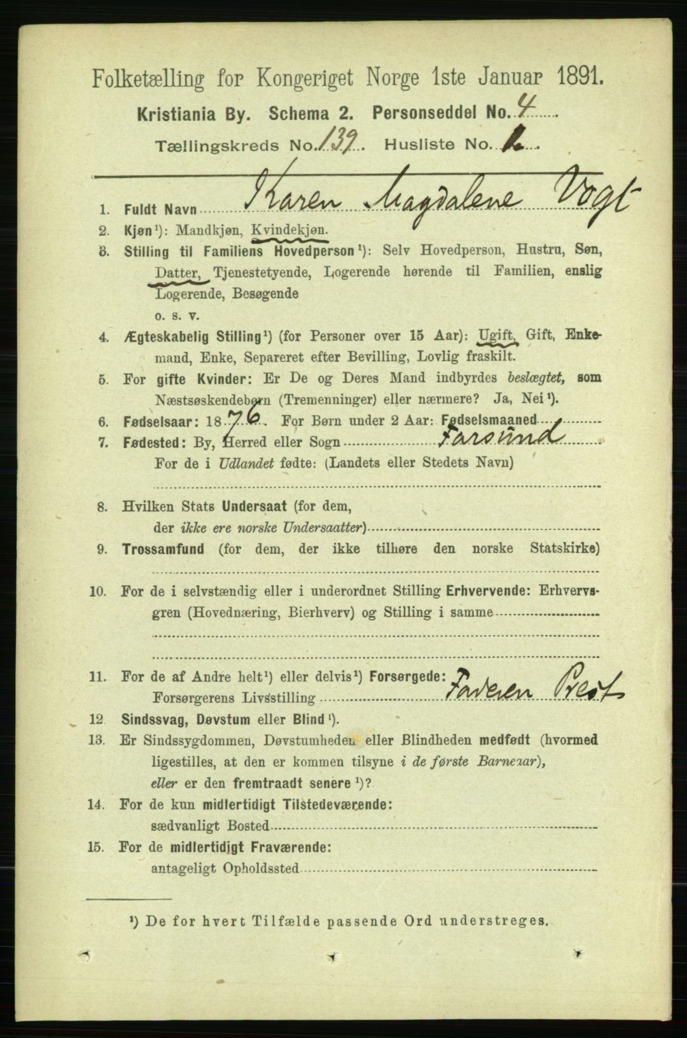 RA, 1891 census for 0301 Kristiania, 1891, p. 77019