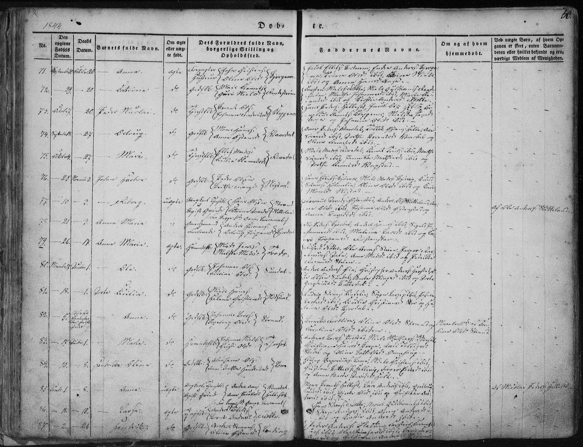 Fjaler sokneprestembete, SAB/A-79801/H/Haa/Haaa/L0006: Parish register (official) no. A 6, 1835-1884, p. 50