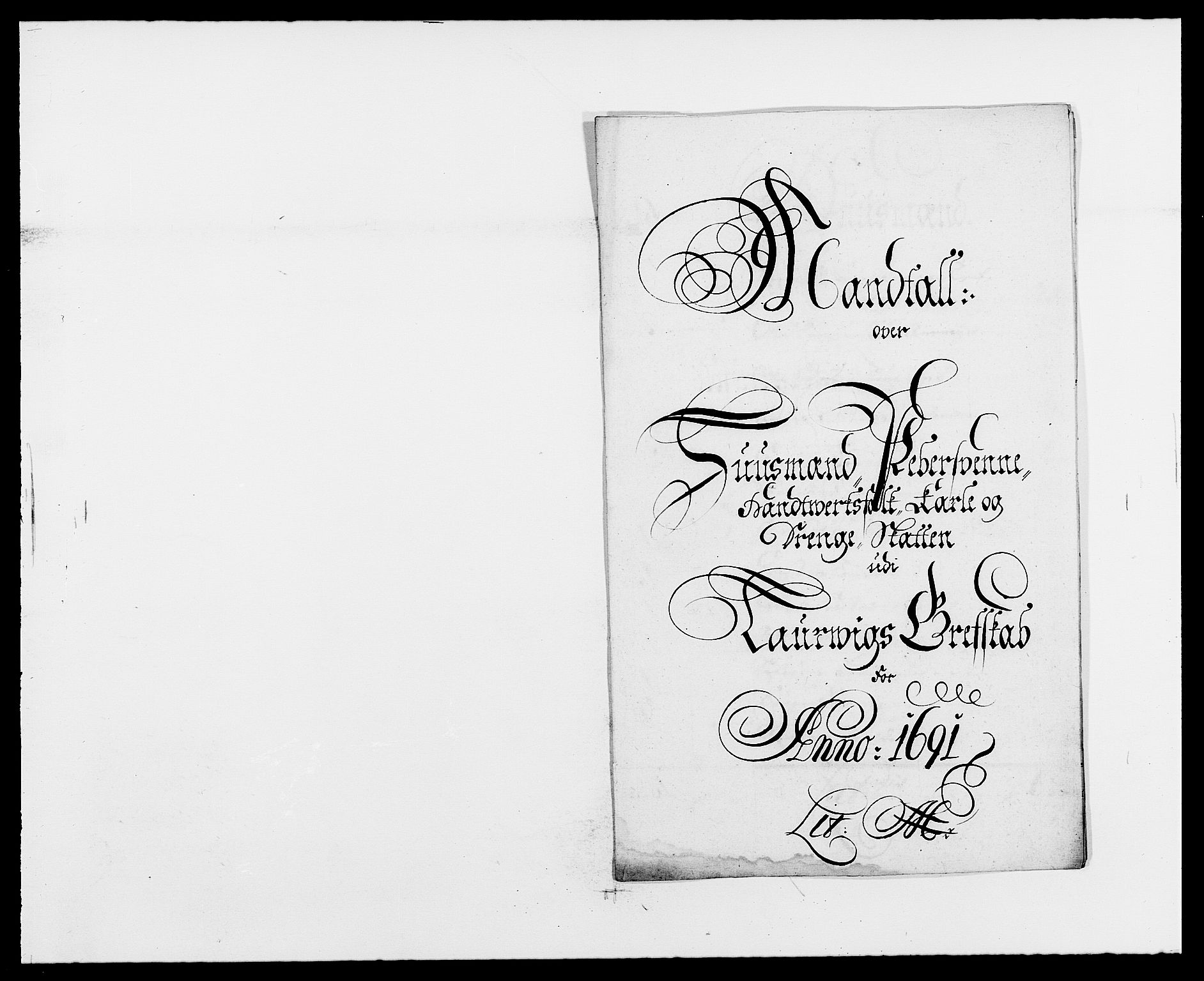 Rentekammeret inntil 1814, Reviderte regnskaper, Fogderegnskap, RA/EA-4092/R33/L1972: Fogderegnskap Larvik grevskap, 1690-1691, p. 344