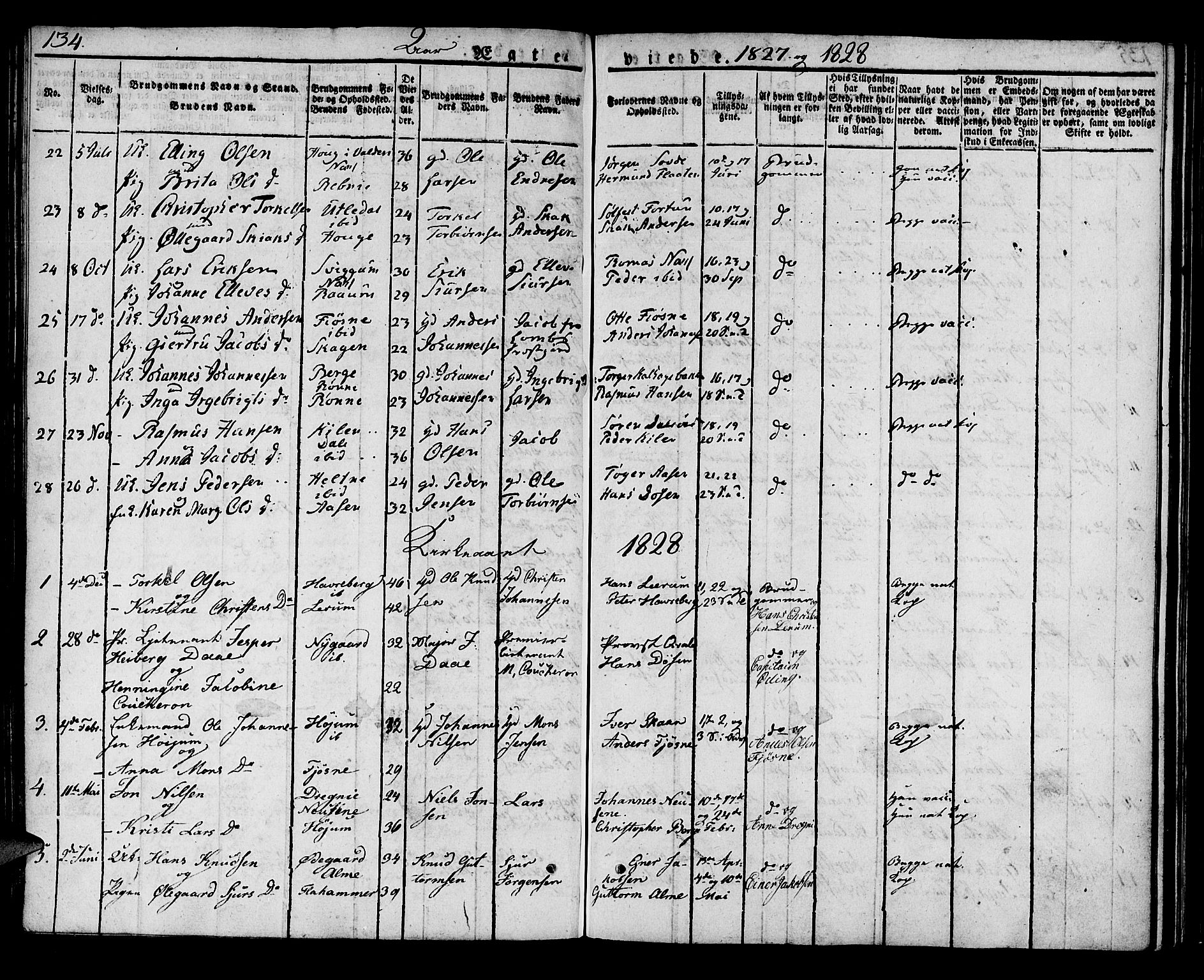 Luster sokneprestembete, AV/SAB-A-81101/H/Haa/Haaa/L0004: Parish register (official) no. A 4, 1821-1832, p. 134