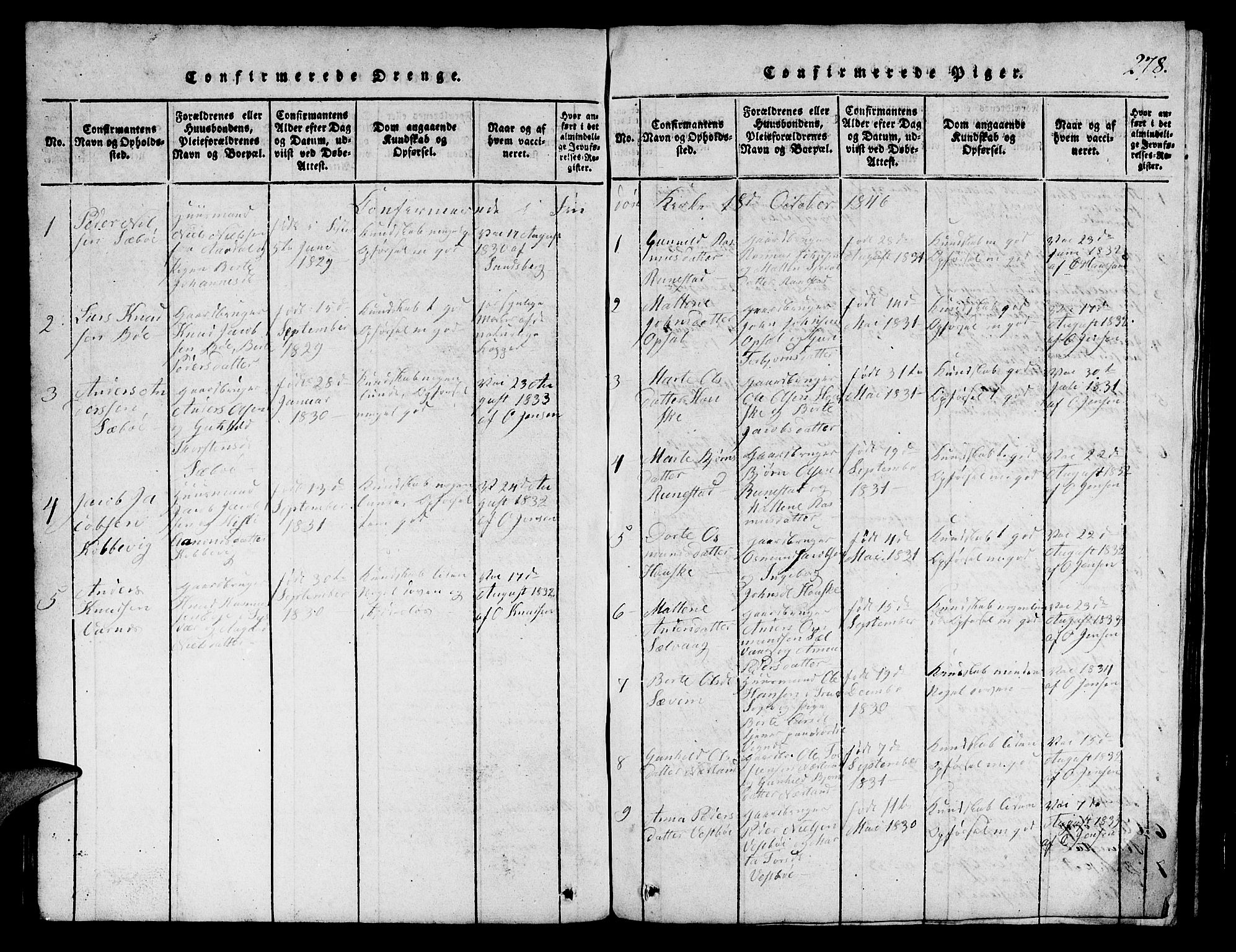 Finnøy sokneprestkontor, SAST/A-101825/H/Ha/Hab/L0001: Parish register (copy) no. B 1, 1816-1856, p. 278