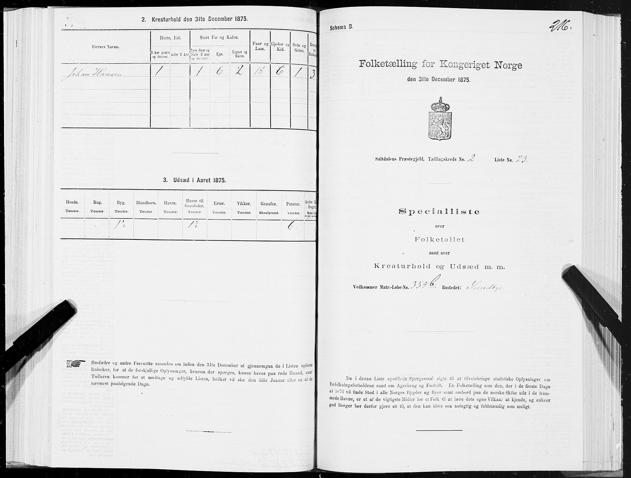 SAT, 1875 census for 1840P Saltdal, 1875, p. 1216